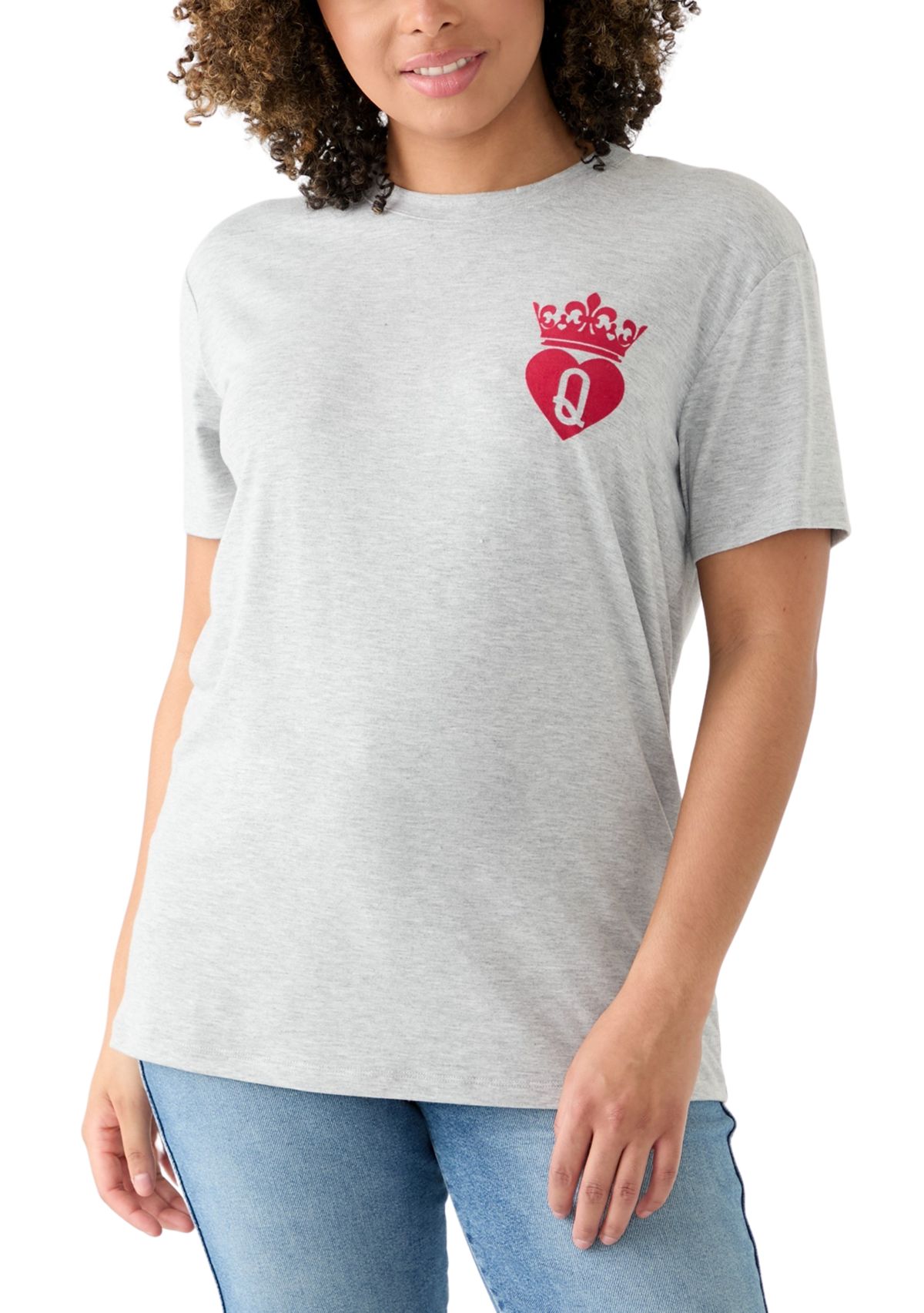 Womens Short Sleeve Queen of Hearts Graphic T-Shirt