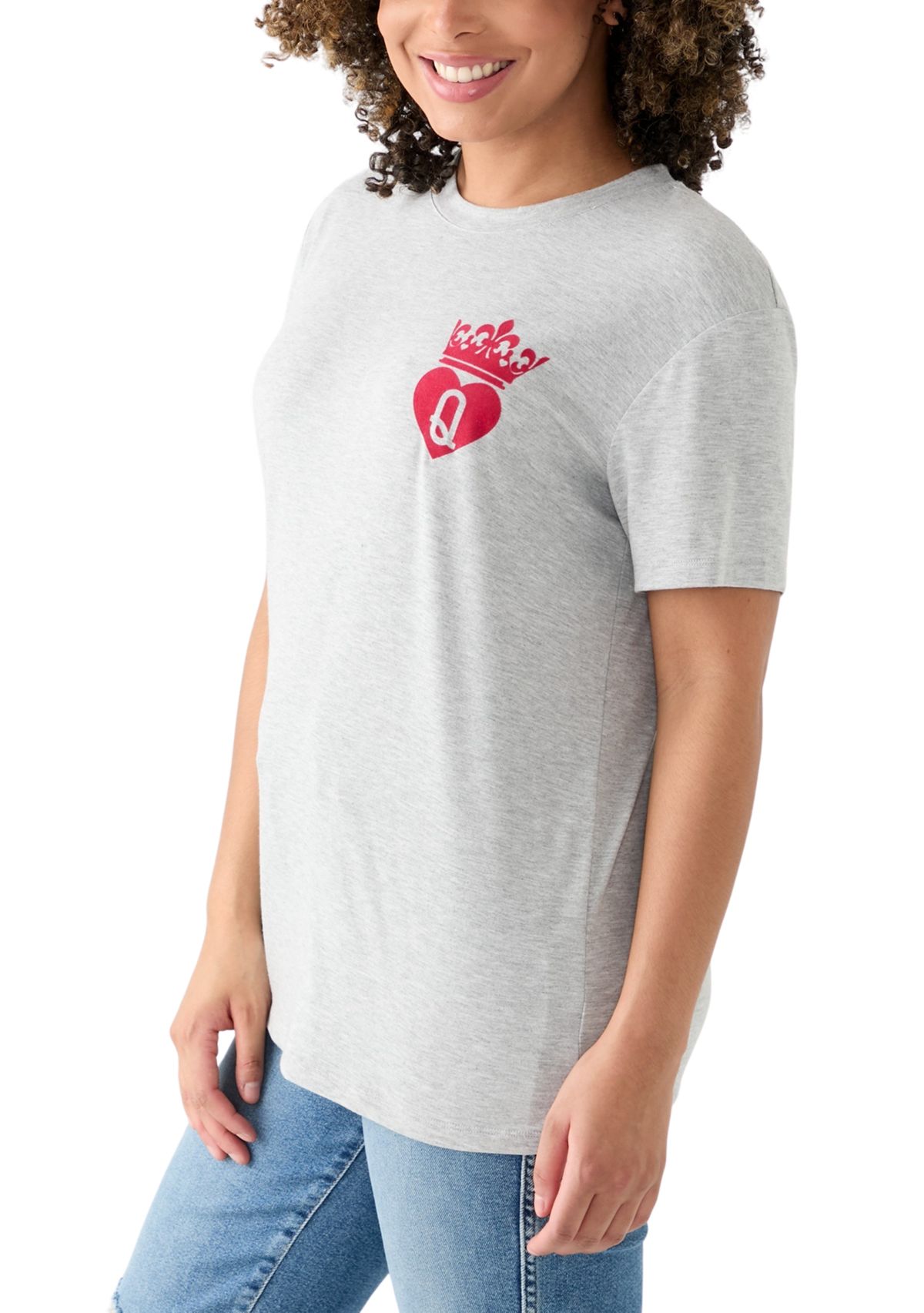 Womens Short Sleeve Queen of Hearts Graphic T-Shirt