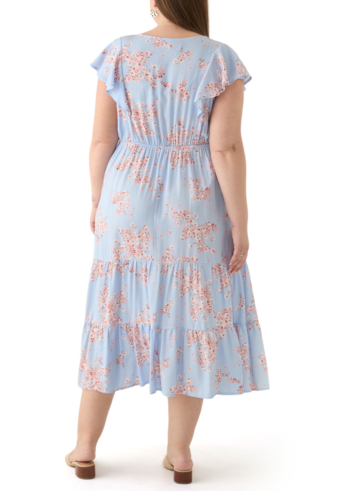 Plus Size Floral Printed Midi Dress