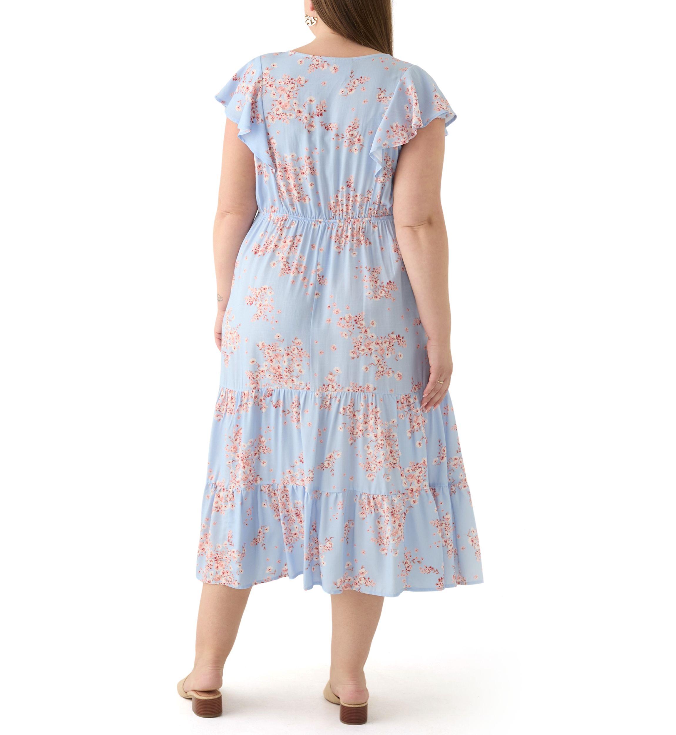 Plus Size Floral Printed Midi Dress