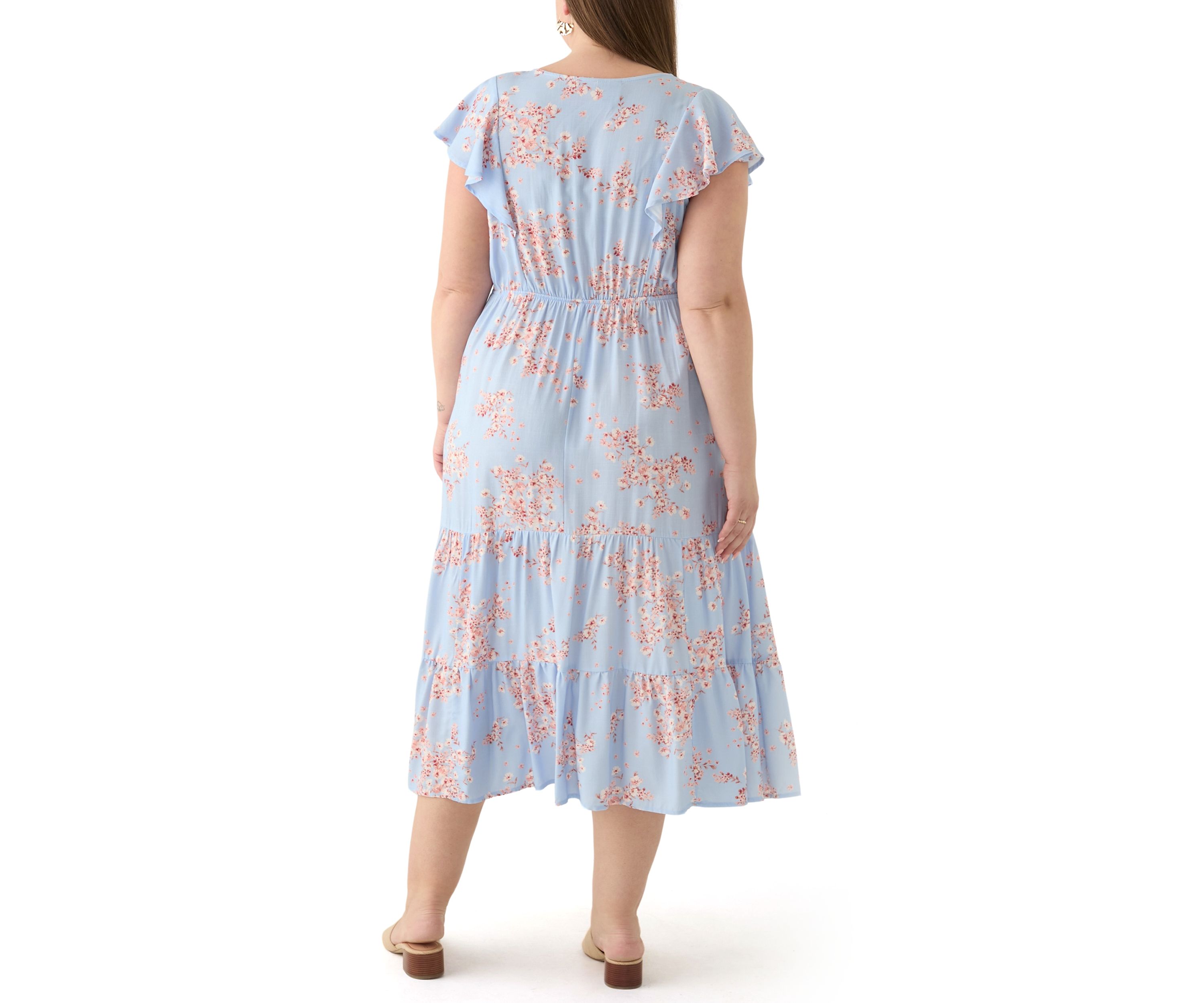 Plus Size Floral Printed Midi Dress