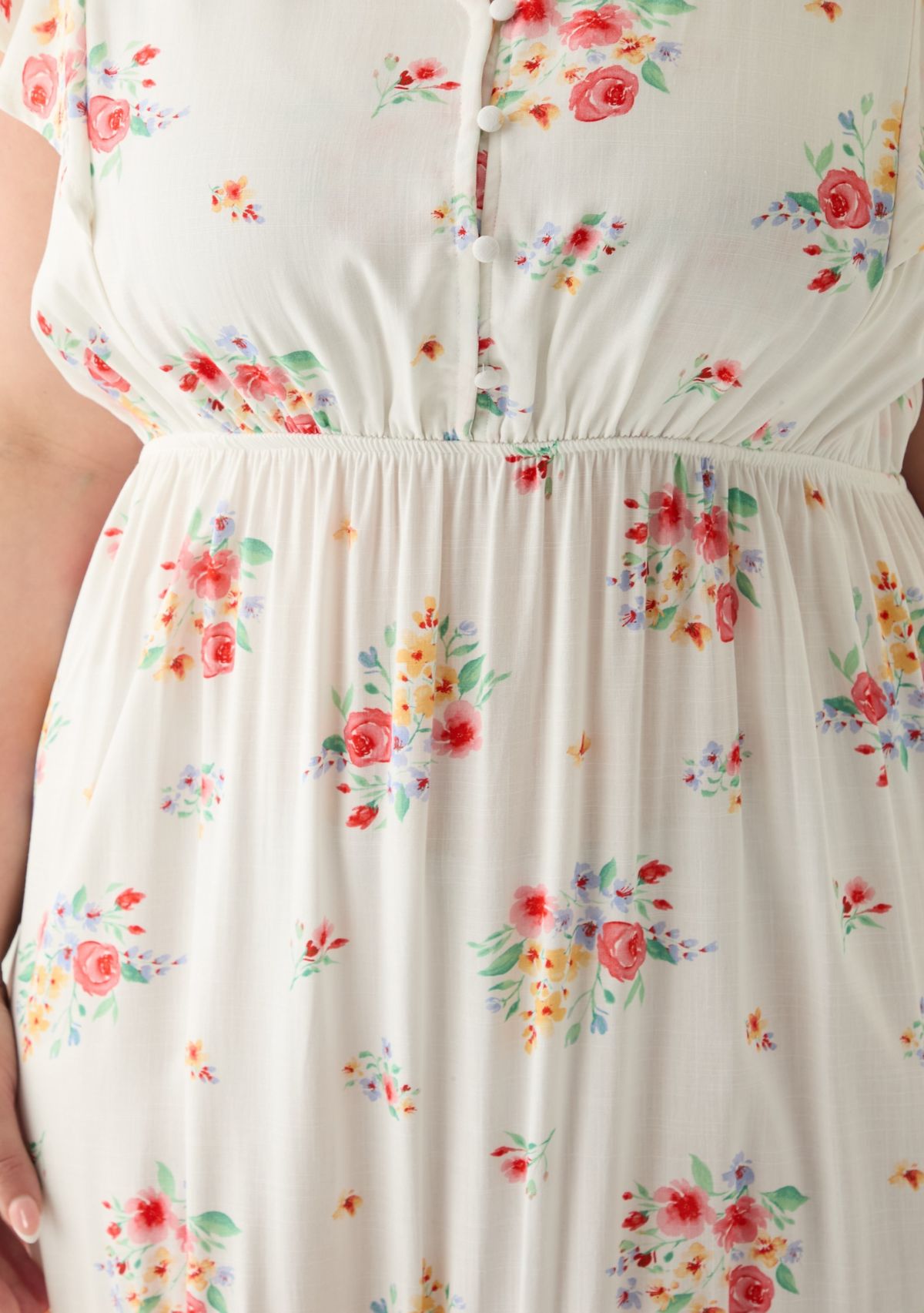 Plus Size Flutter Sleeve Printed Midi Dress