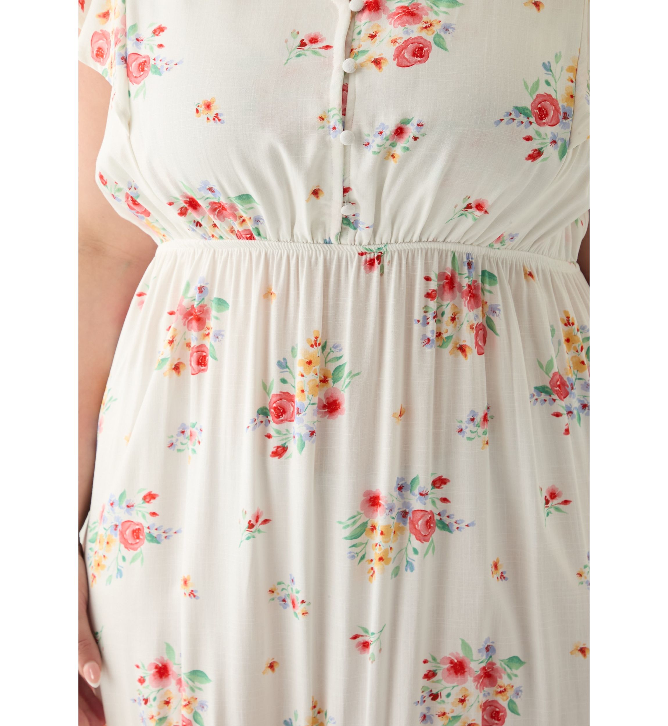 Plus Size Flutter Sleeve Printed Midi Dress
