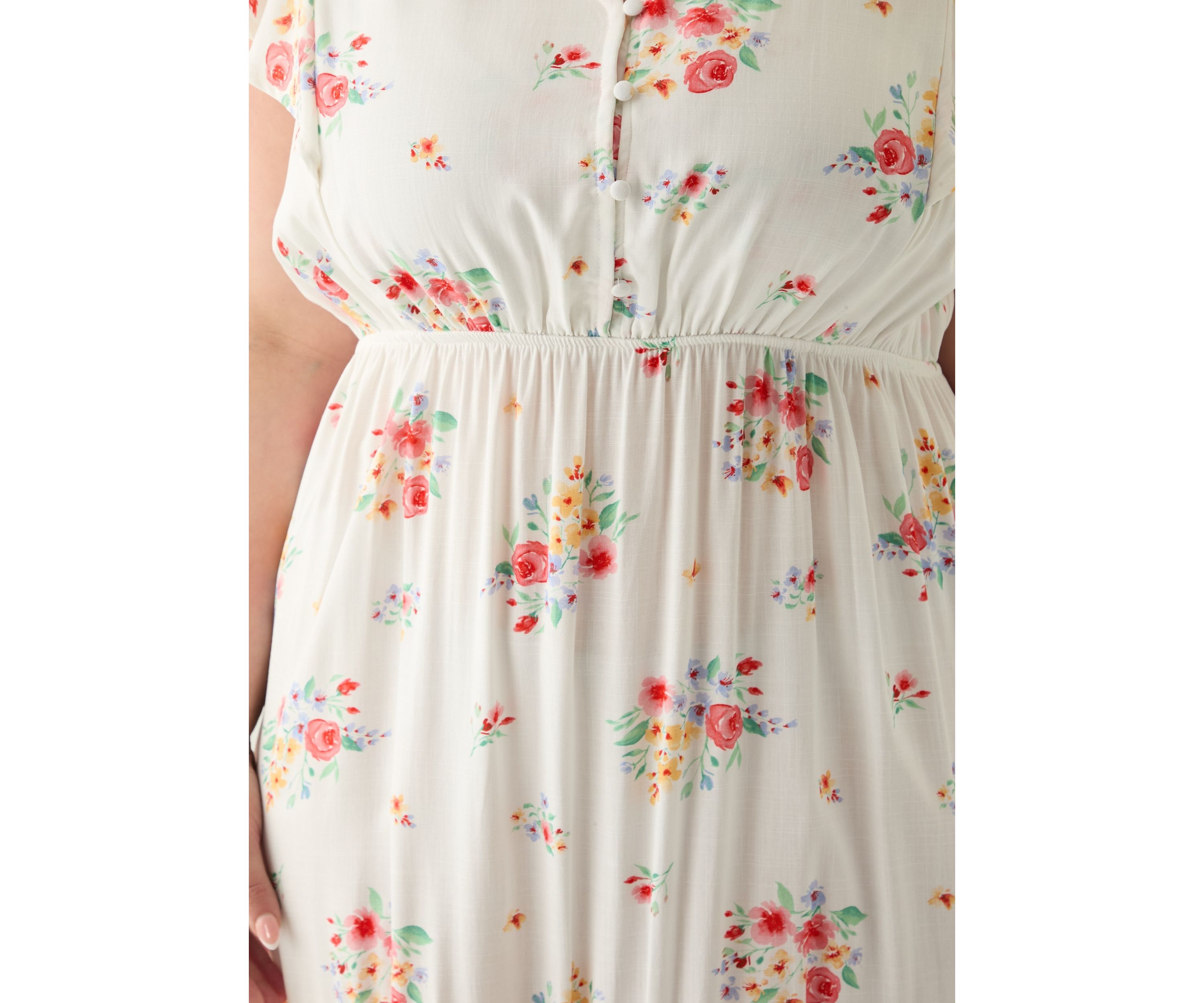 Plus Size Flutter Sleeve Printed Midi Dress