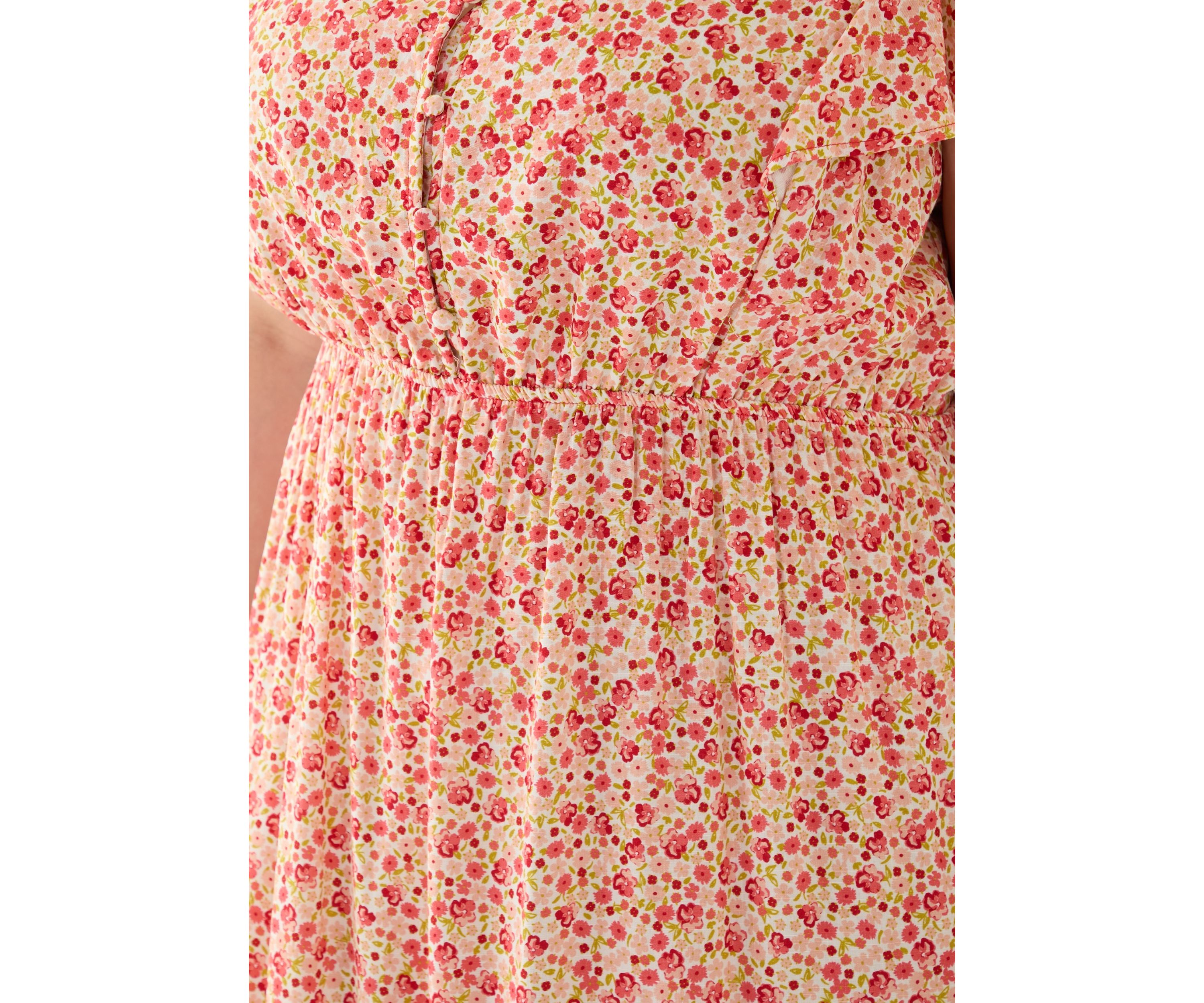Plus Size Printed Flutter Sleeve Midi Dress
