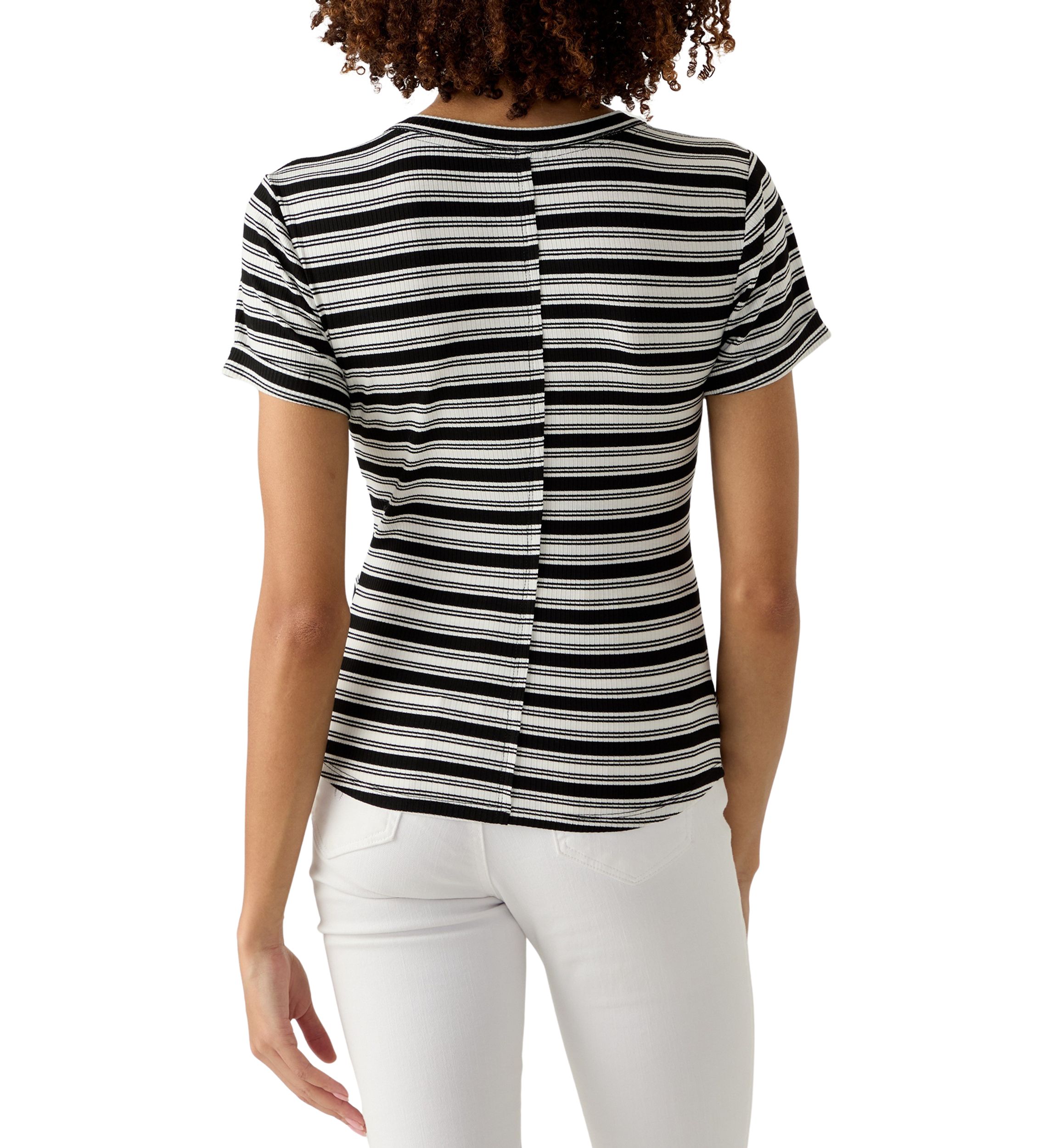 Womens Stripe Short Cuff T-Shirt