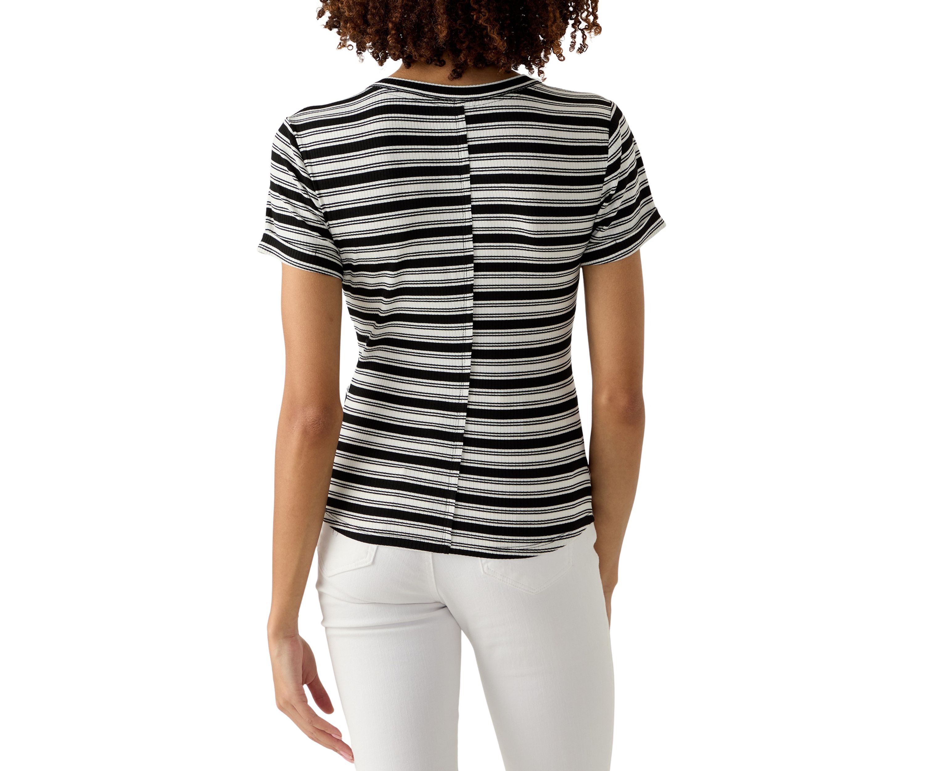 Womens Stripe Short Cuff T-Shirt