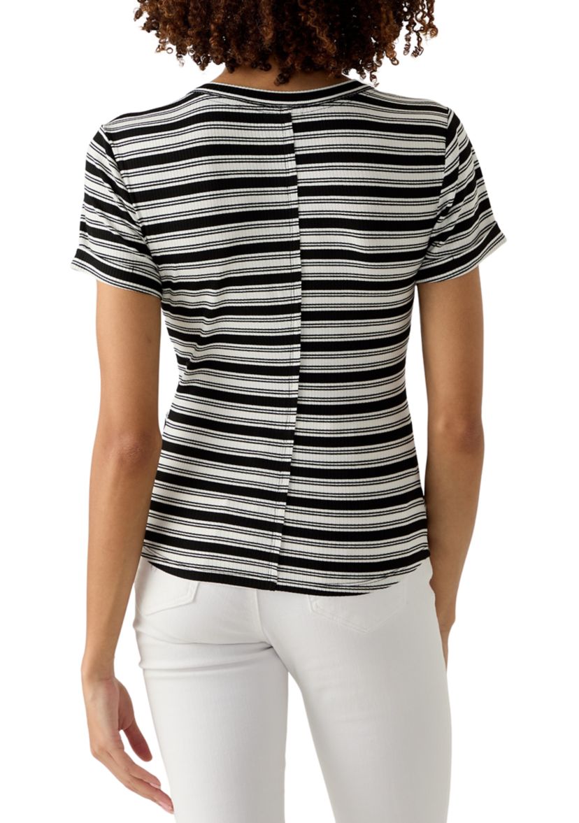 Womens Stripe Short Cuff T-Shirt