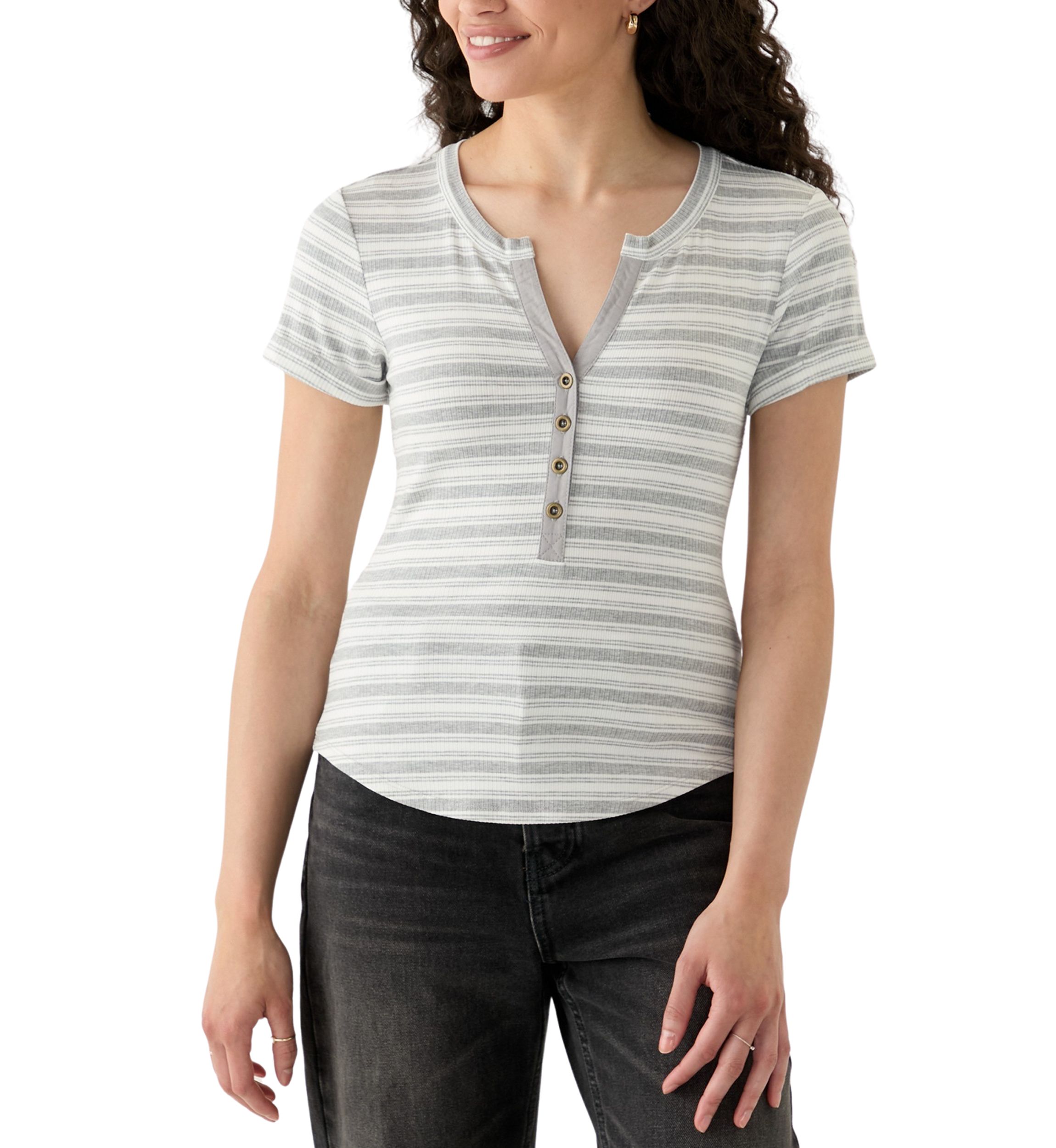 Womens Front Button T-Shirt
