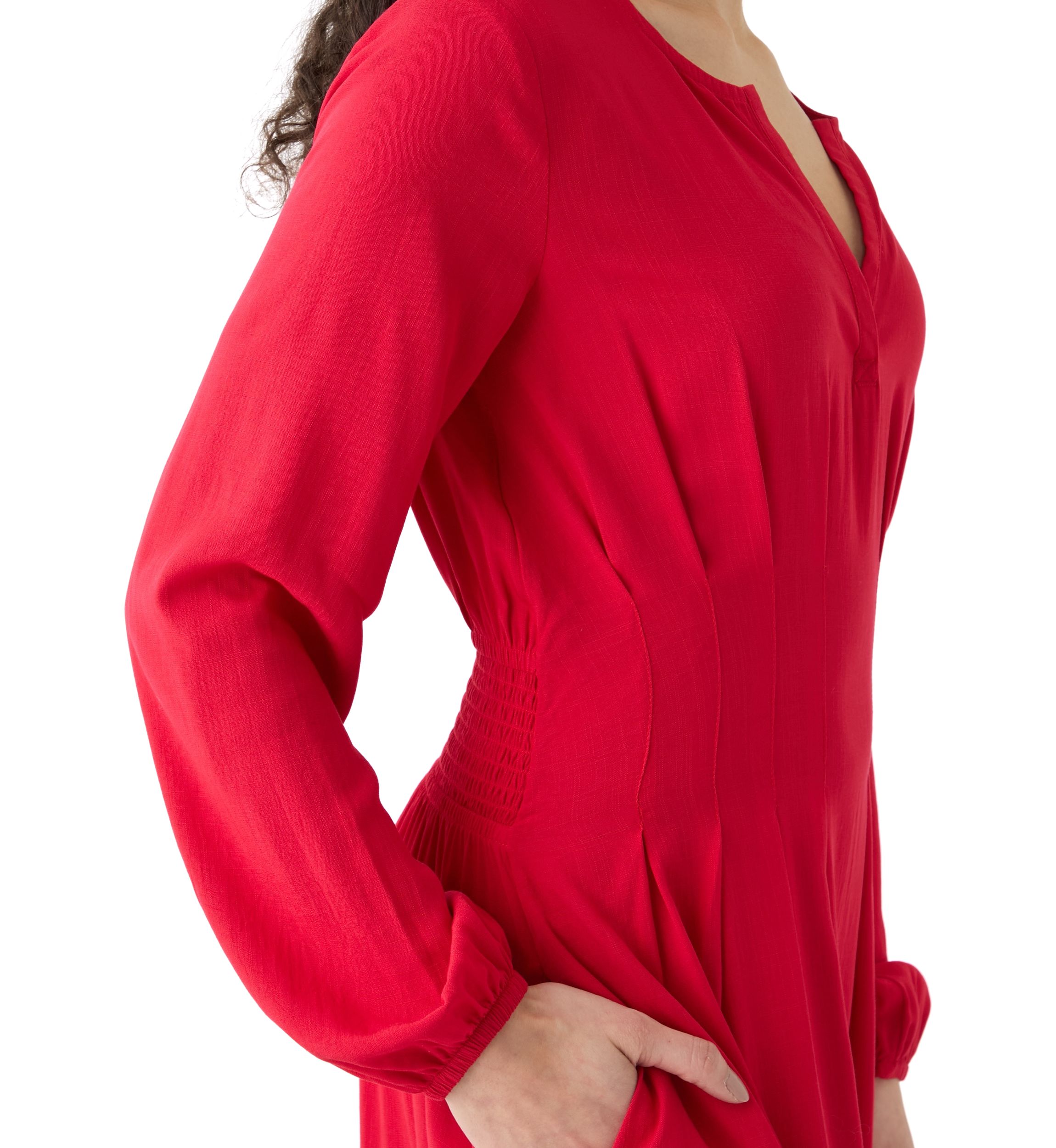 Womens Woven Button Front Midi Dress