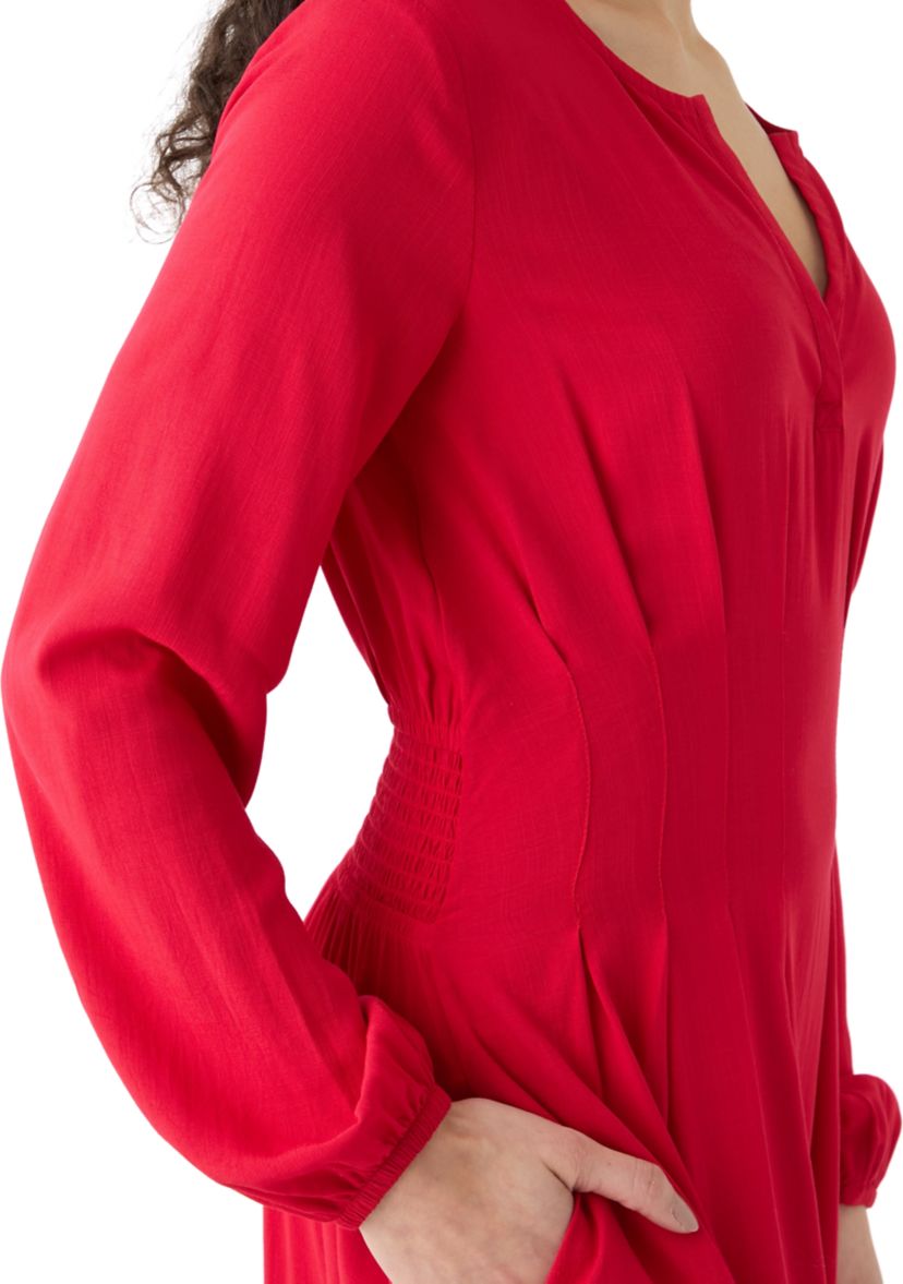 Womens Woven Button Front Midi Dress