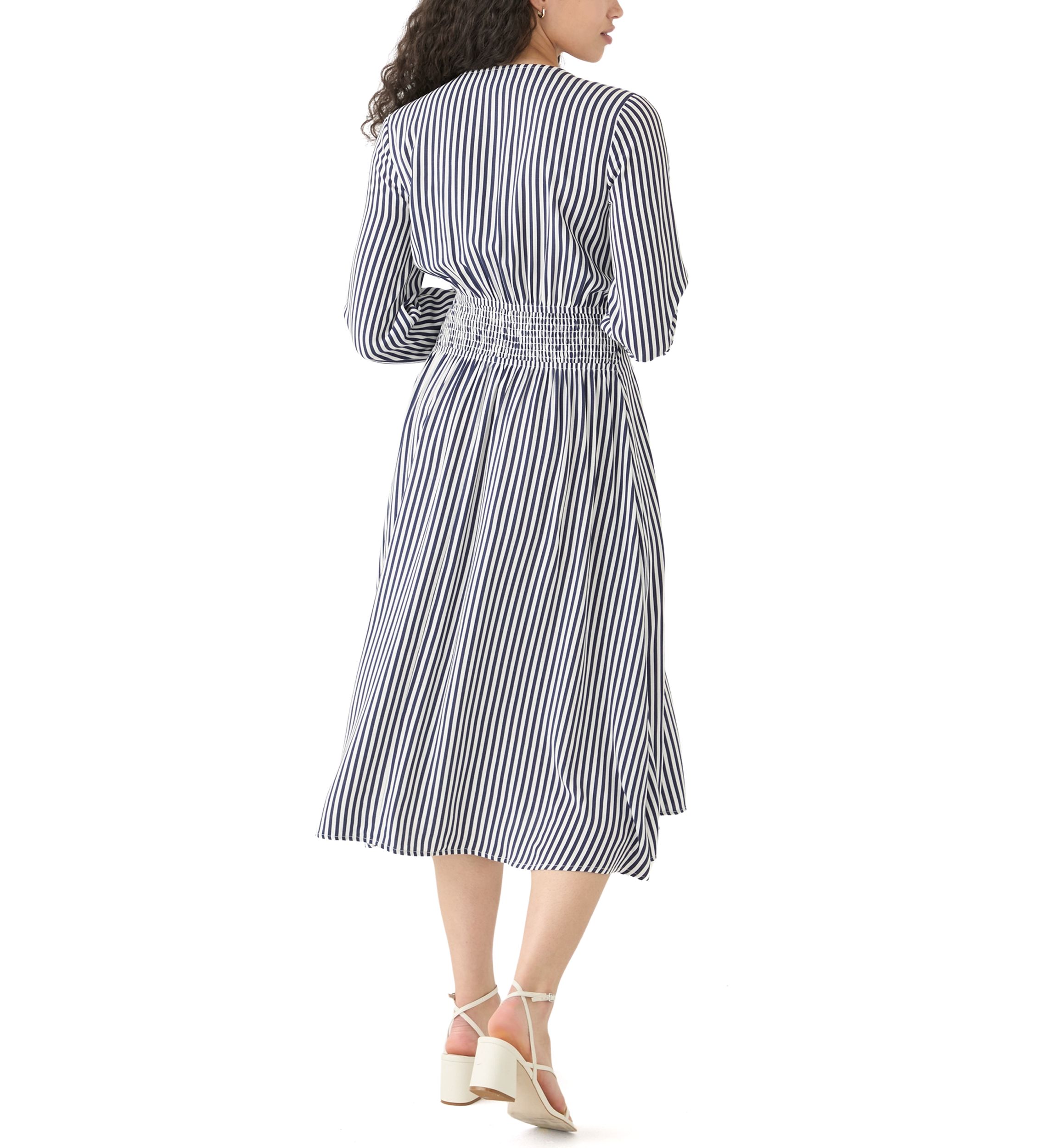 Womens Striped Woven Midi Dress