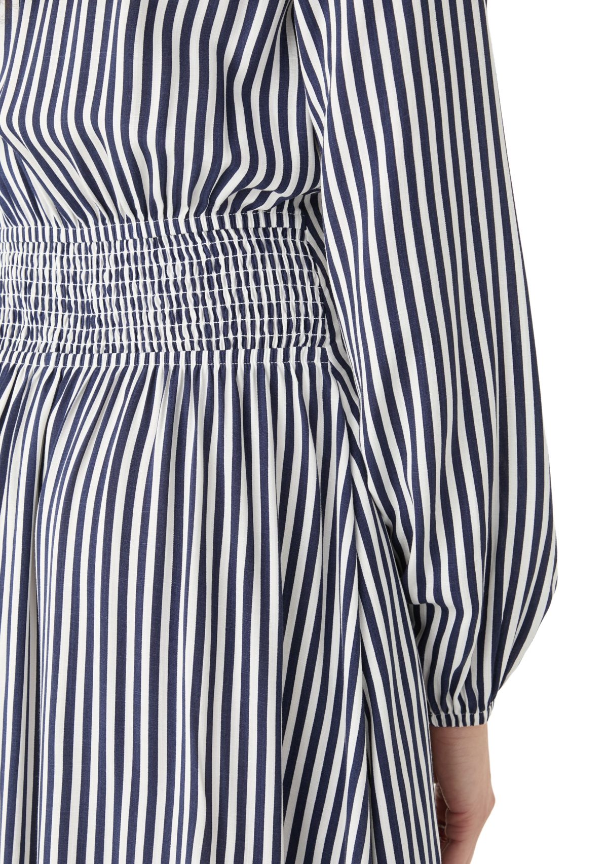 Womens Striped Woven Midi Dress