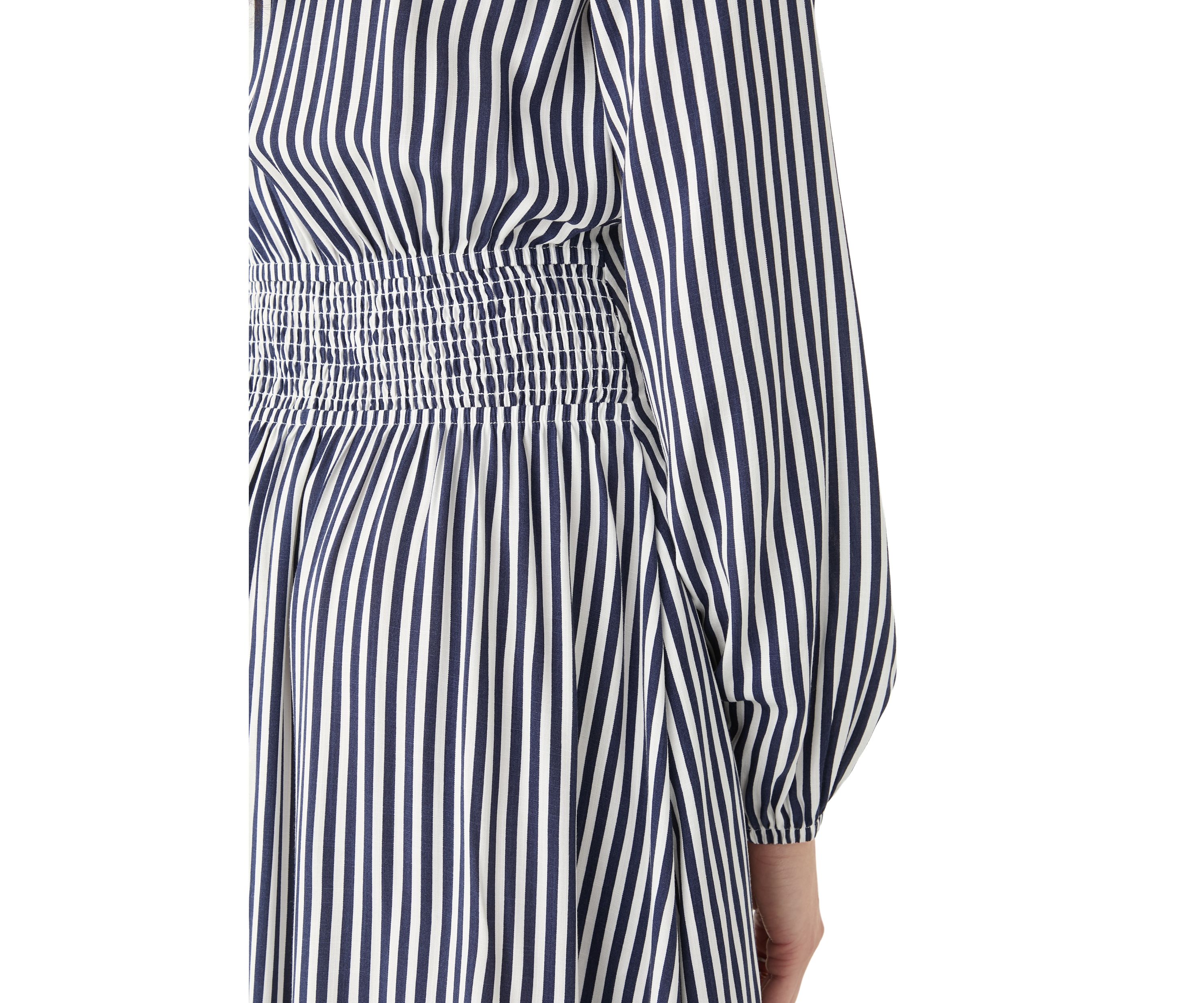 Womens Striped Woven Midi Dress