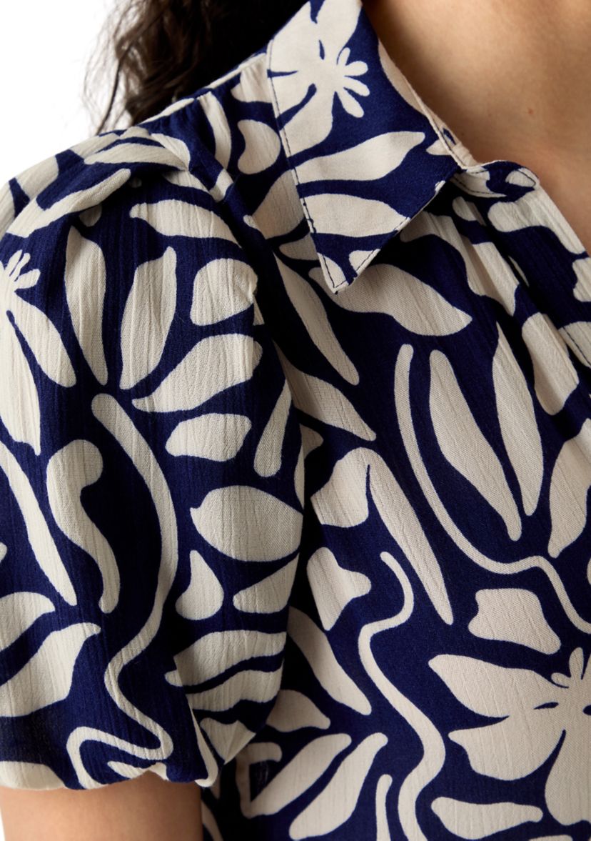 Womens Mini Tiered Printed Shirtdress