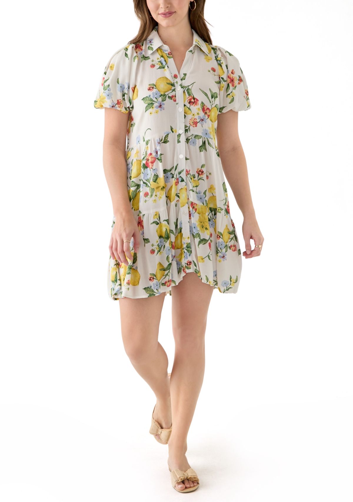 Womens Mini Tiered Shirtdress