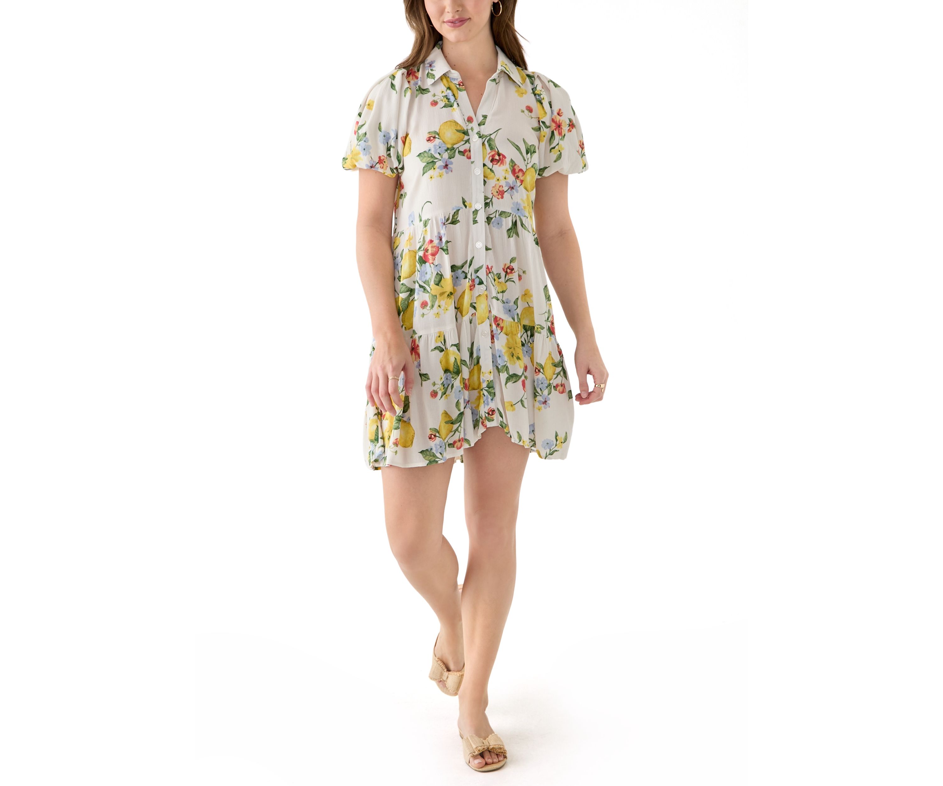 Womens Mini Tiered Shirtdress