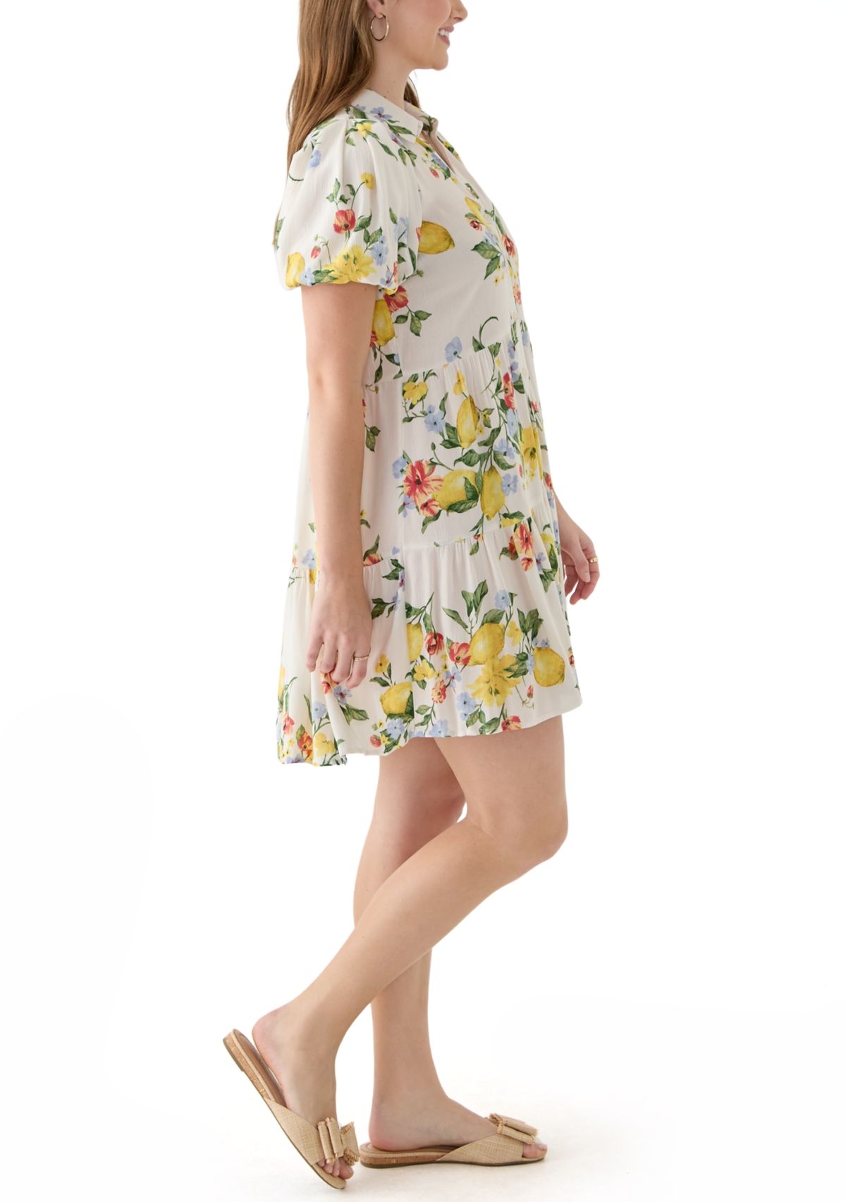Womens Mini Tiered Shirtdress