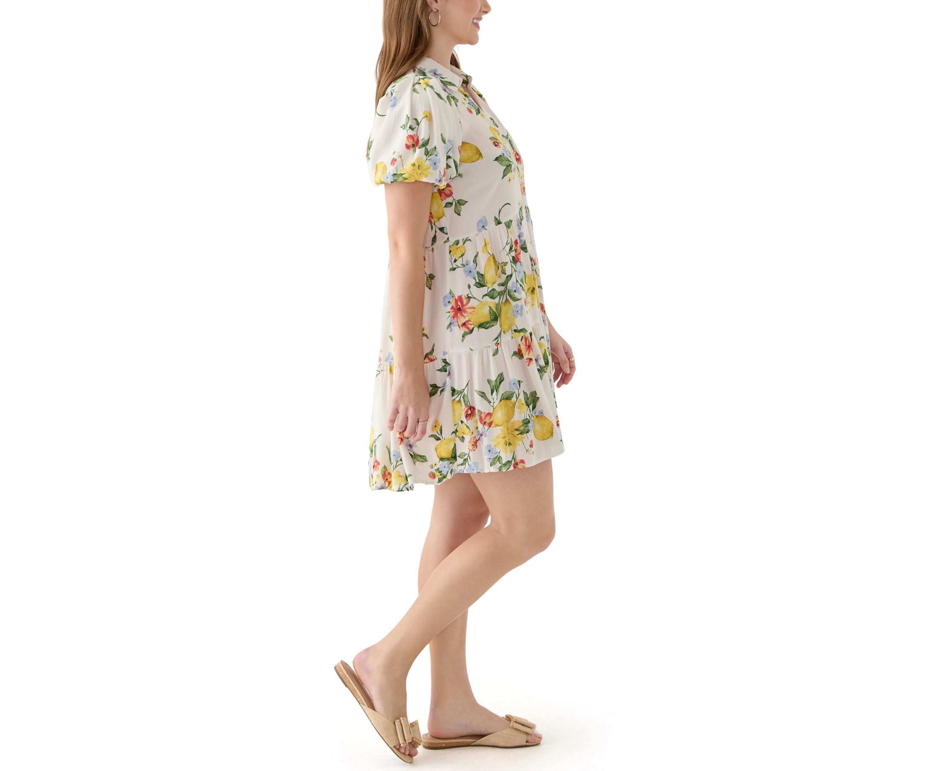 Womens Mini Tiered Shirtdress