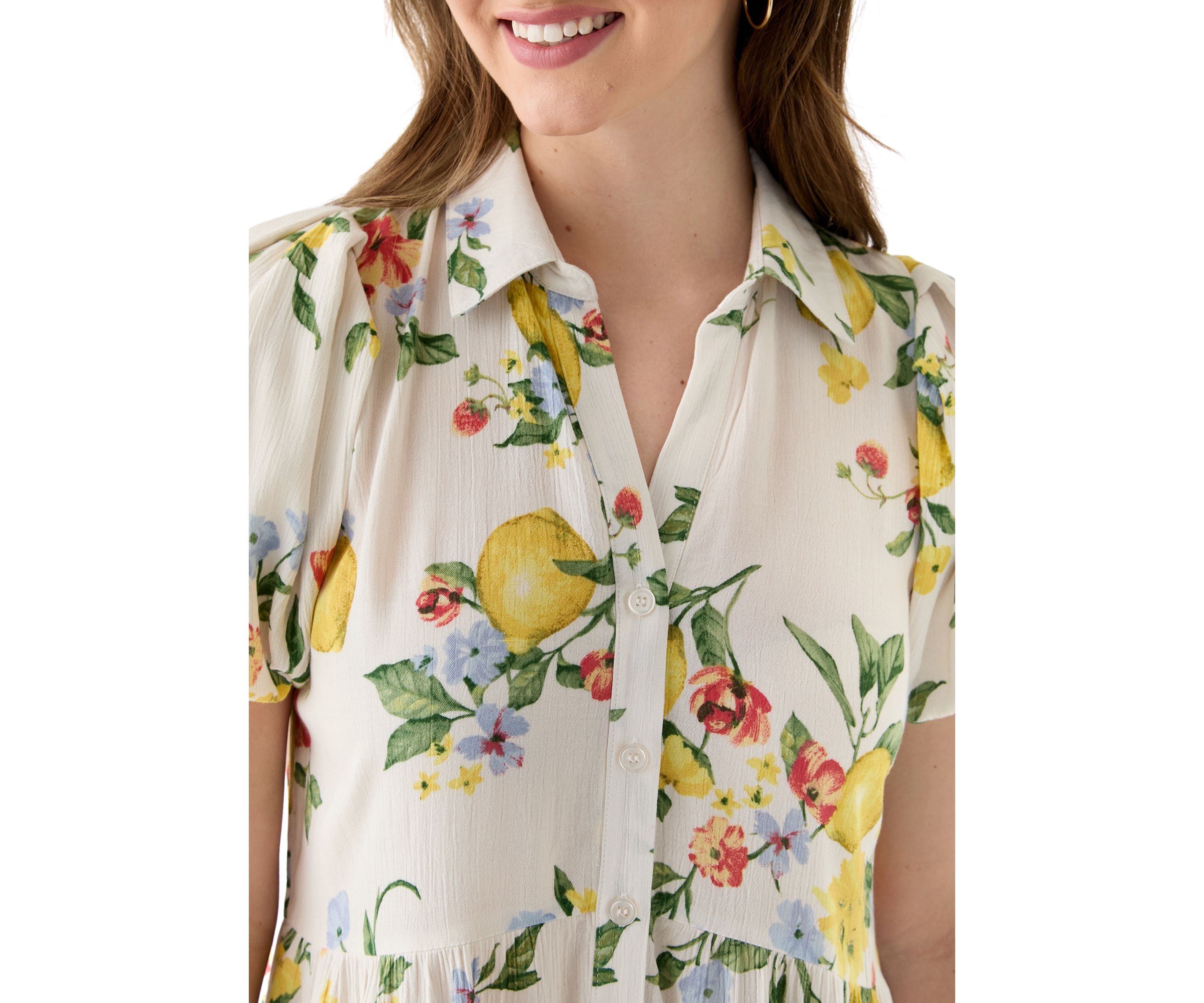 Womens Mini Tiered Shirtdress