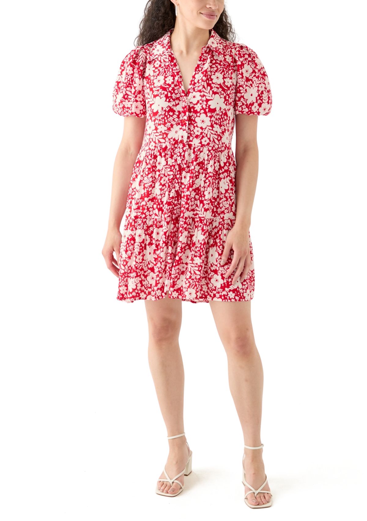 Womens Mini Tiered Shirtdress
