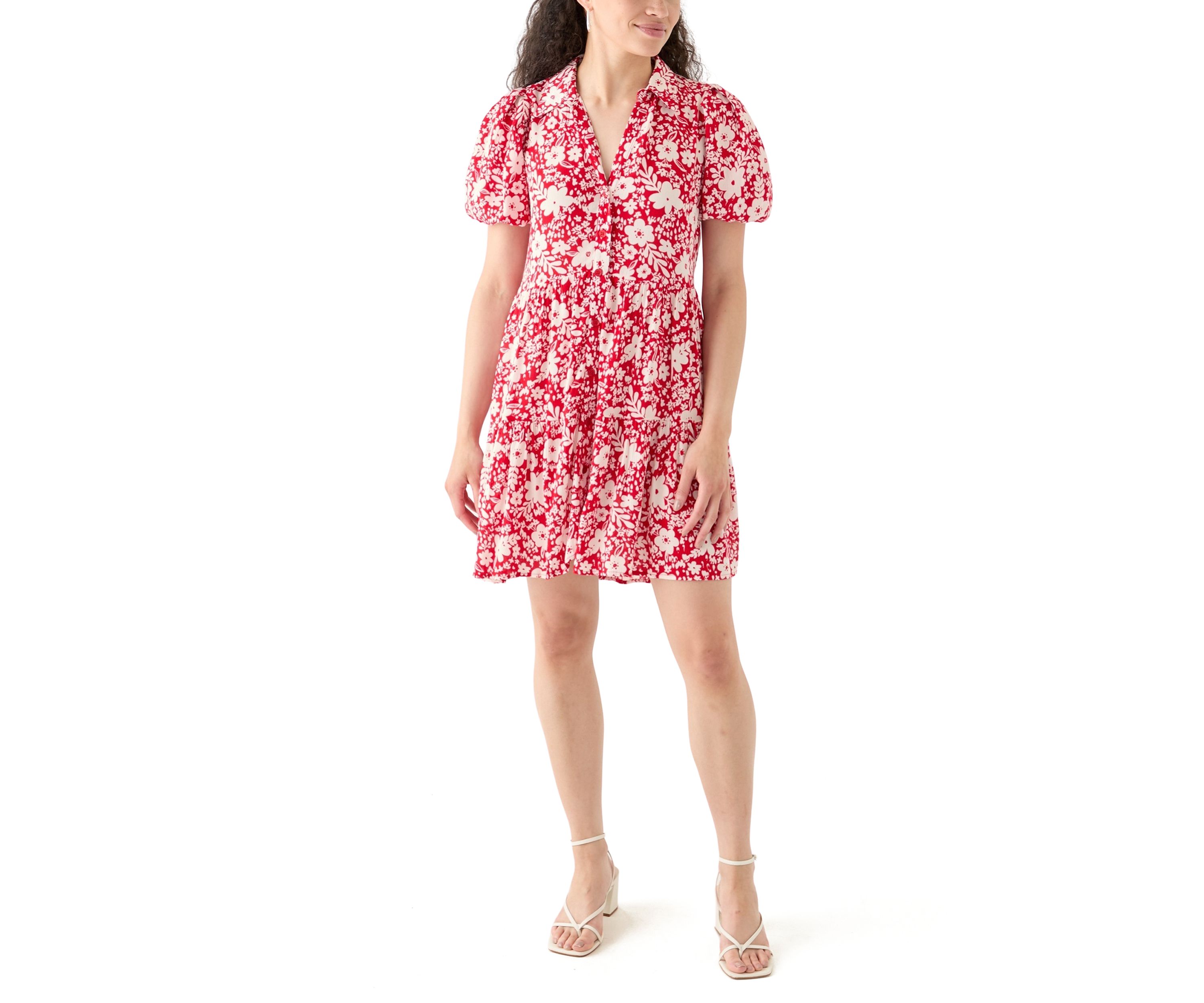 Womens Mini Tiered Shirtdress