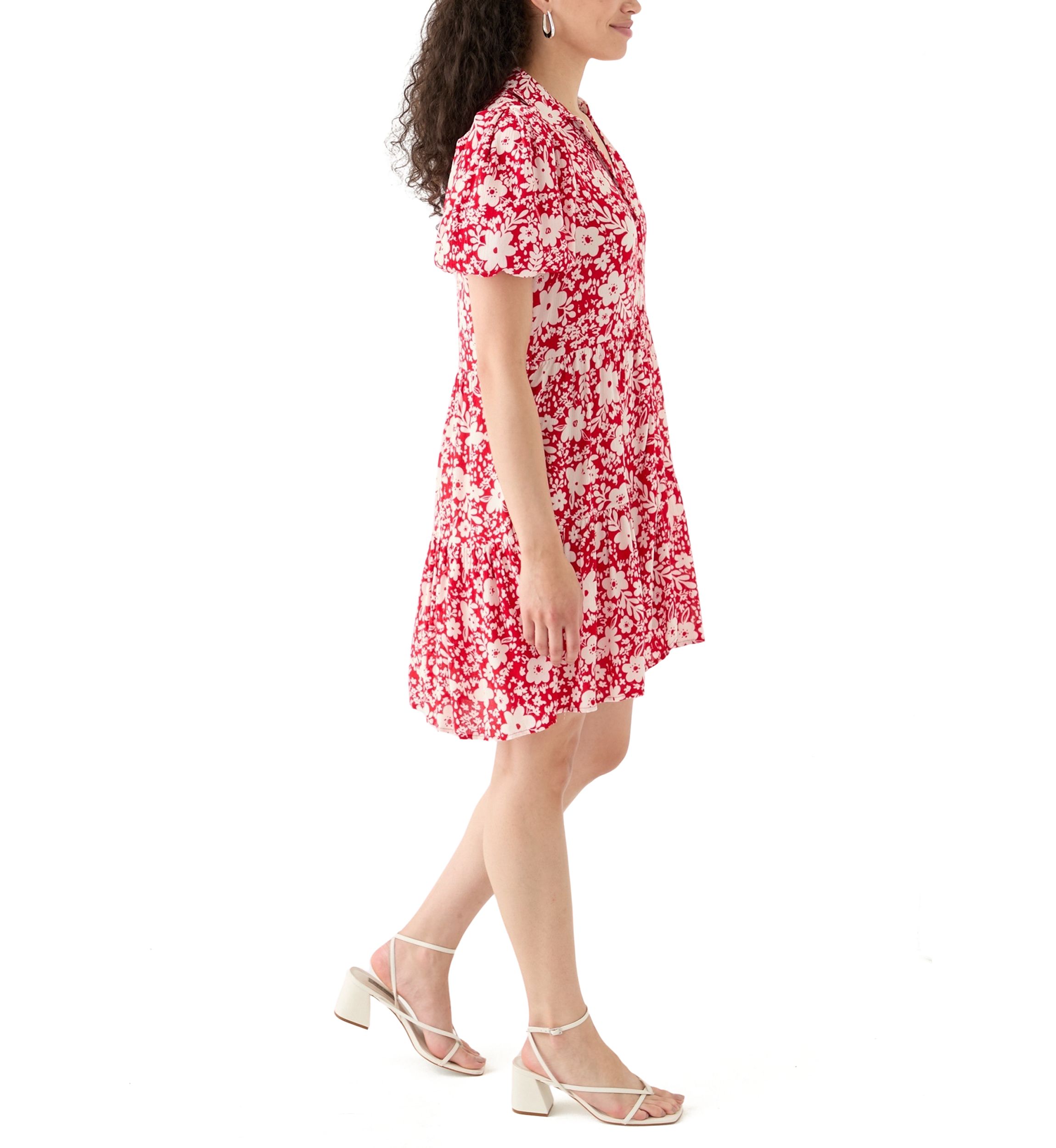 Womens Mini Tiered Shirtdress