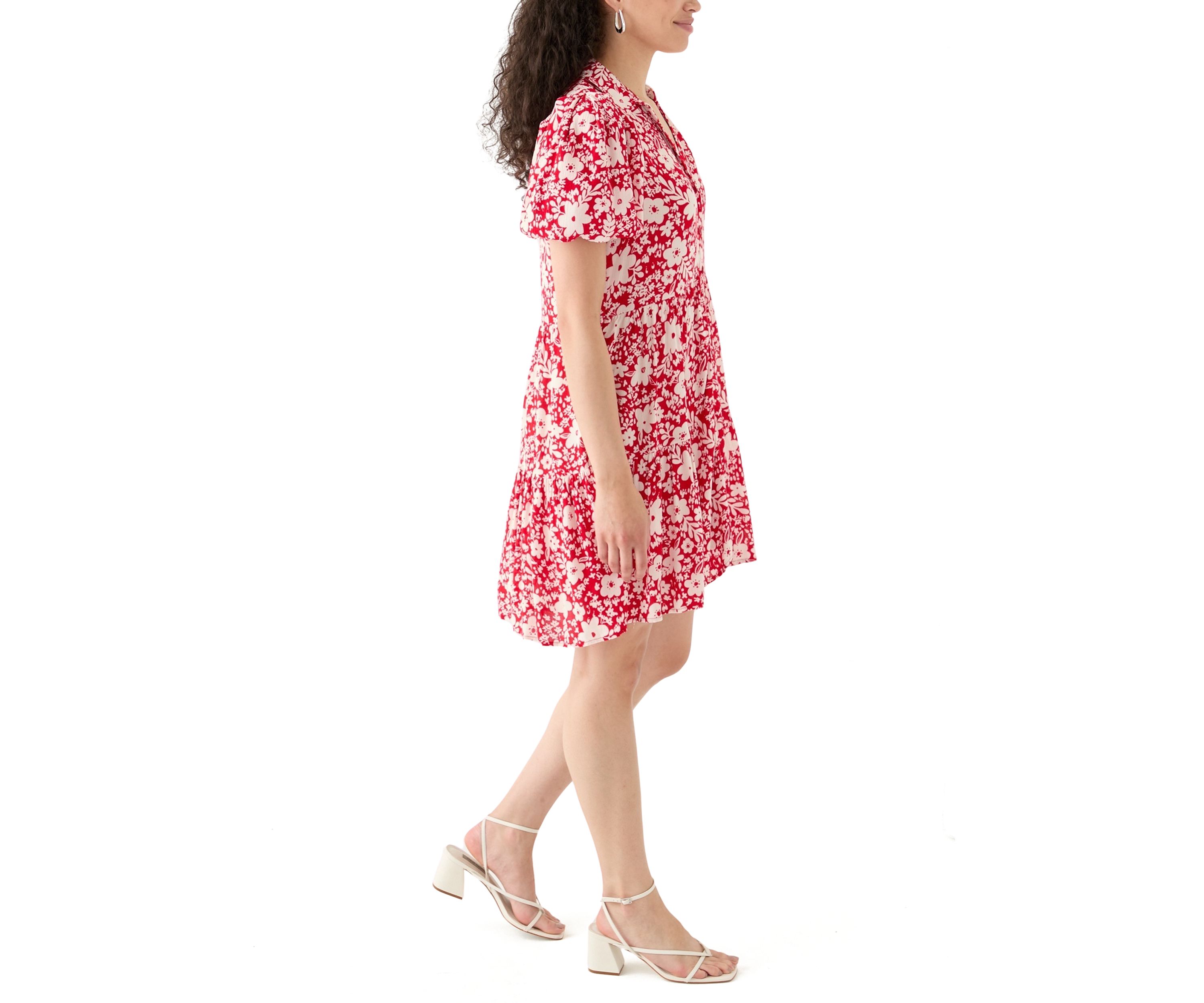 Womens Mini Tiered Shirtdress