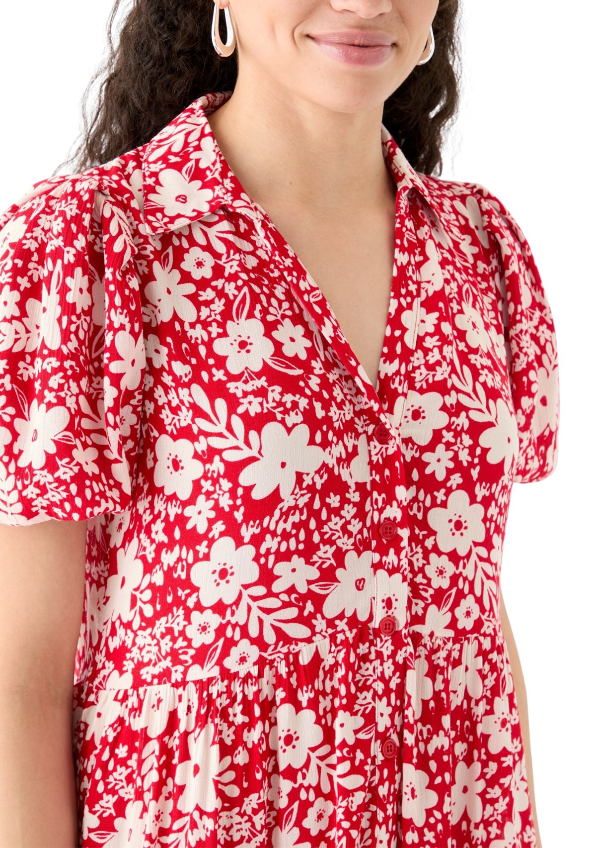 Womens Mini Tiered Shirtdress