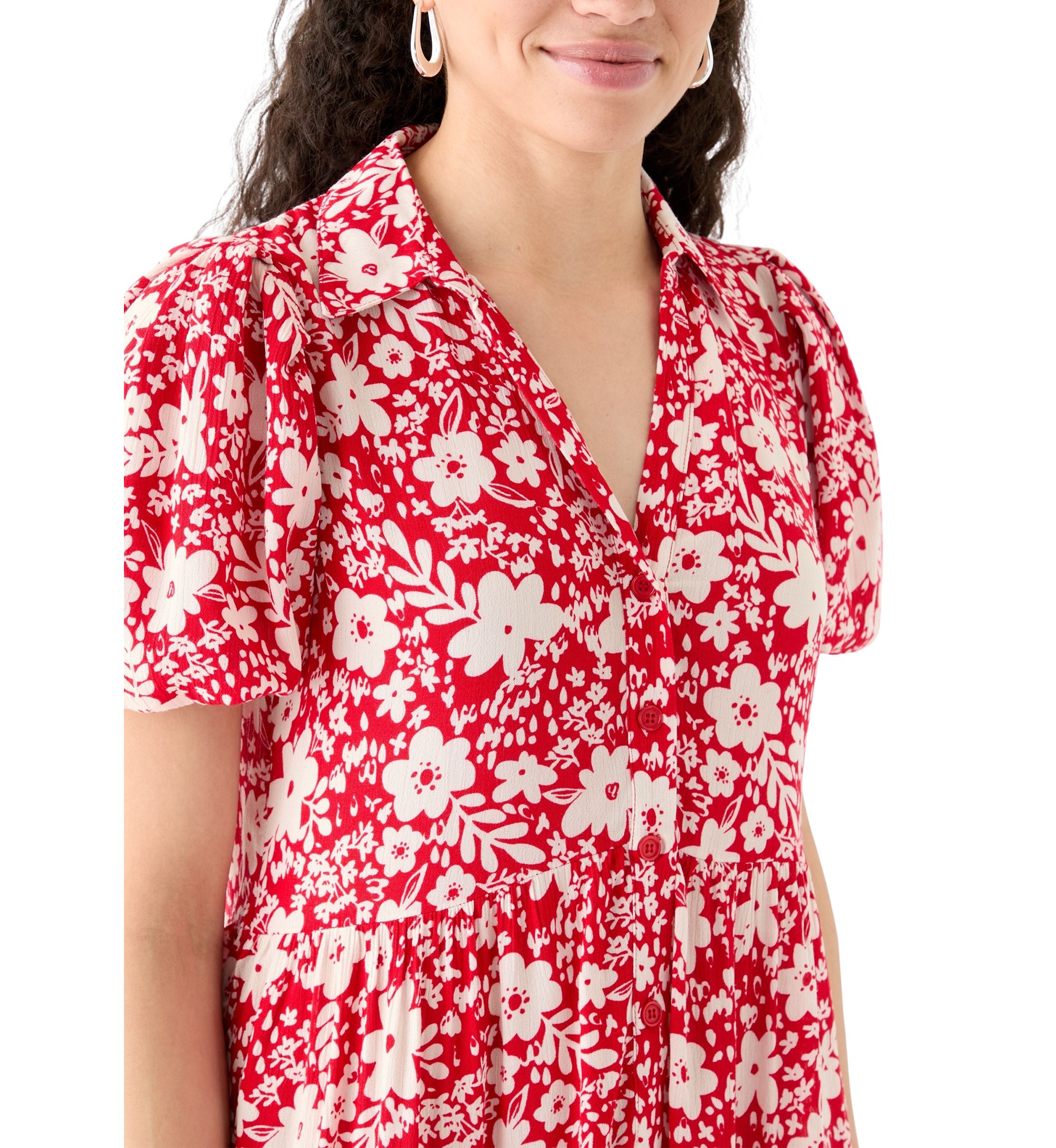 Womens Mini Tiered Shirtdress