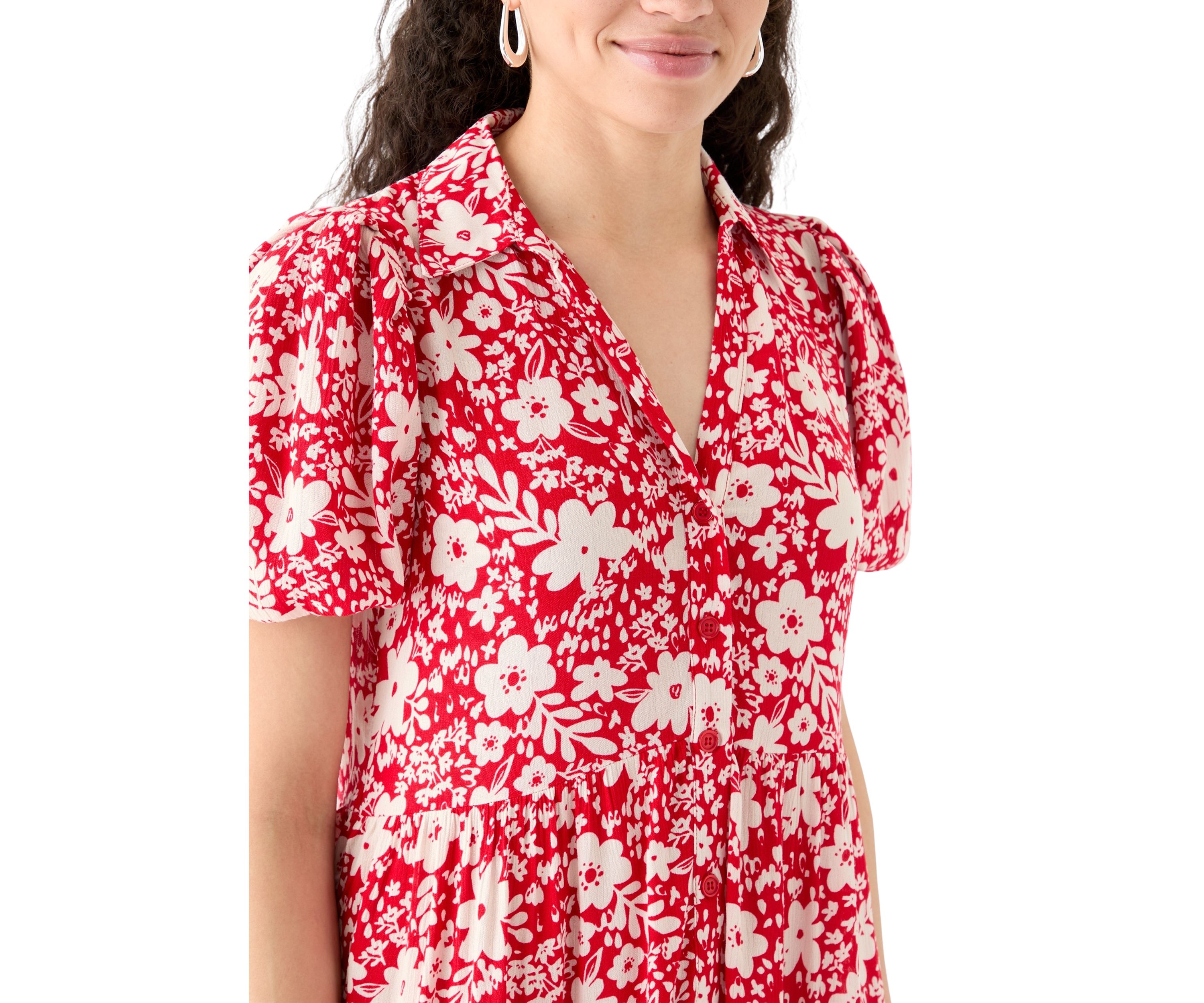 Womens Mini Tiered Shirtdress