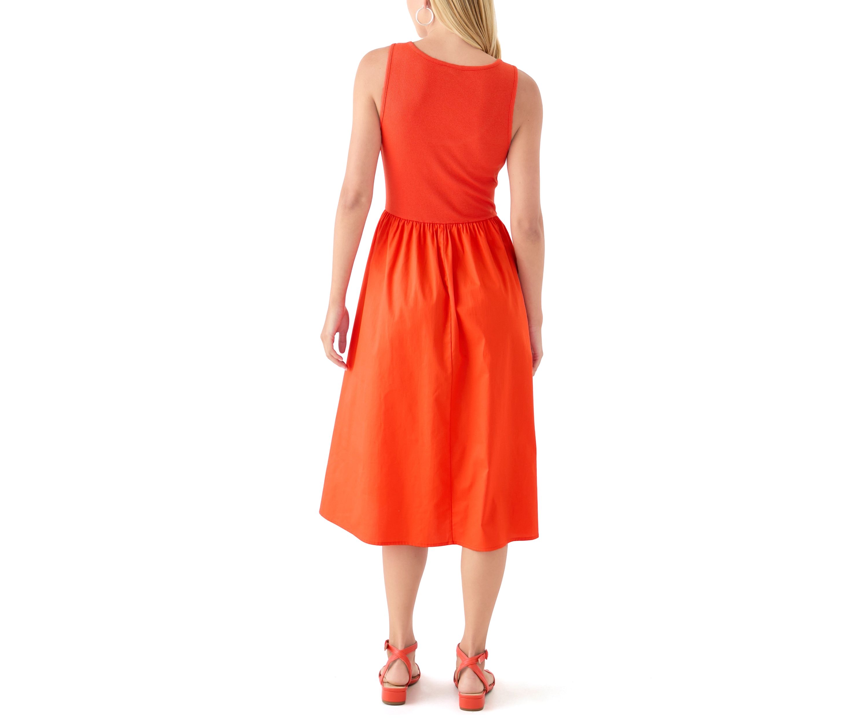 Womens Drop Waist Midi Dress