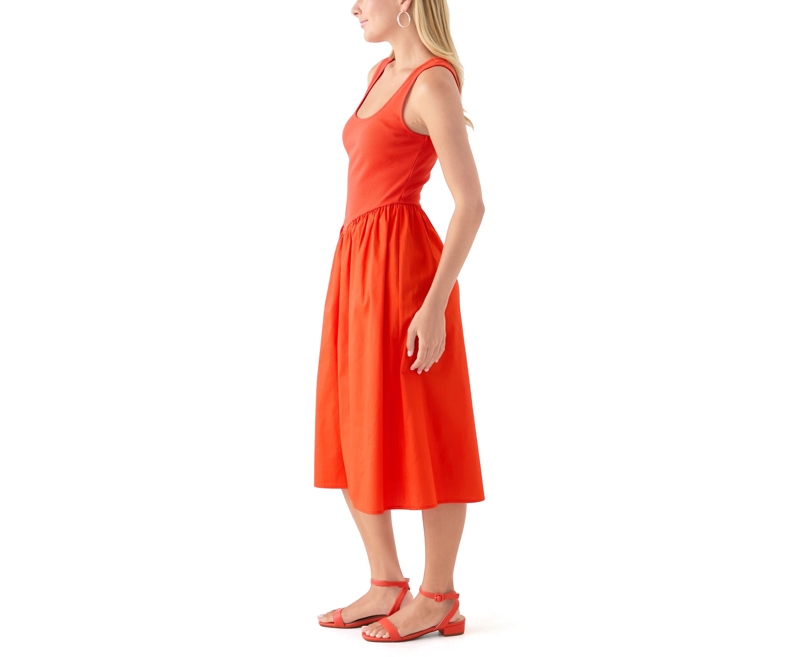 Womens Drop Waist Midi Dress