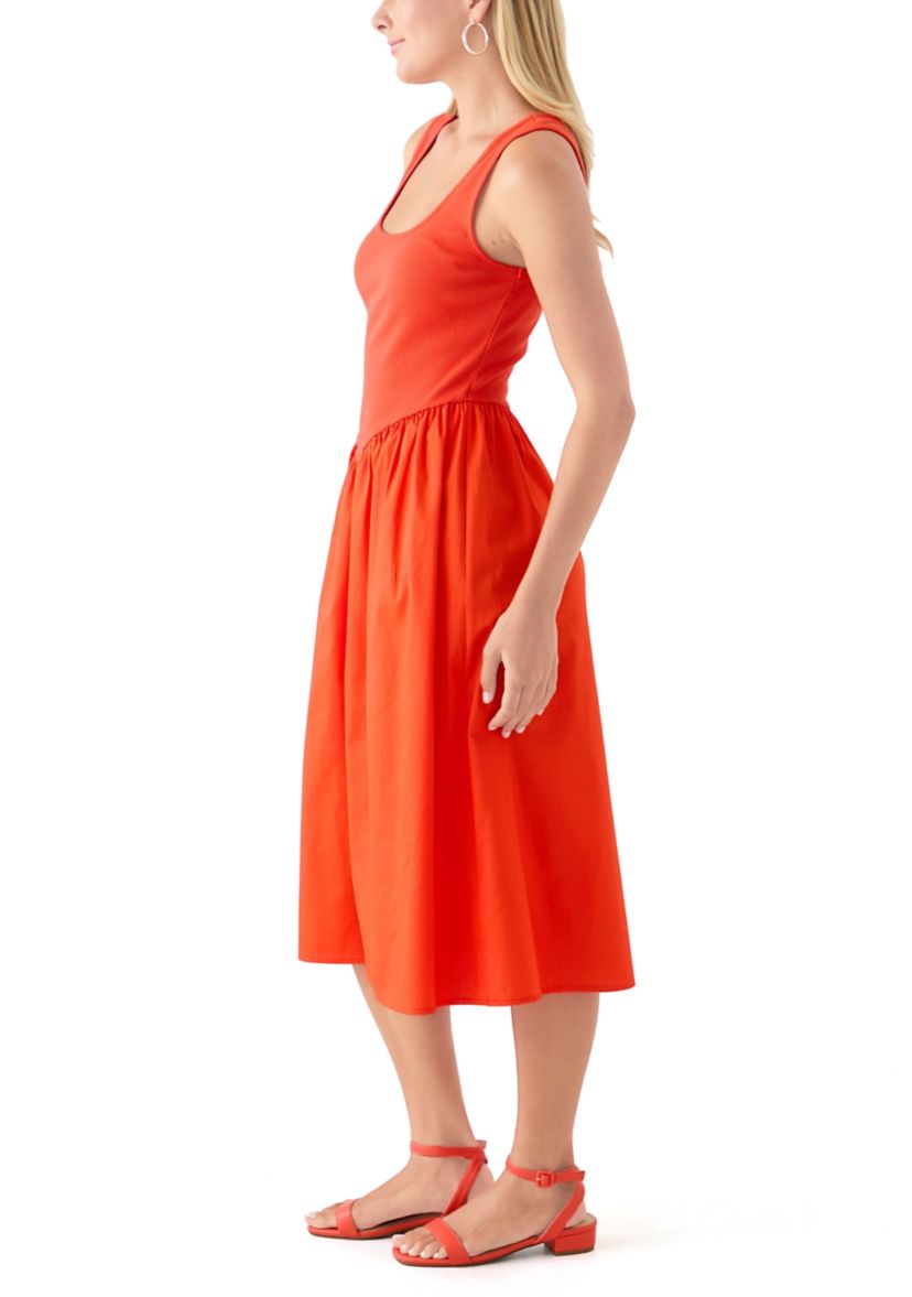 Womens Drop Waist Midi Dress