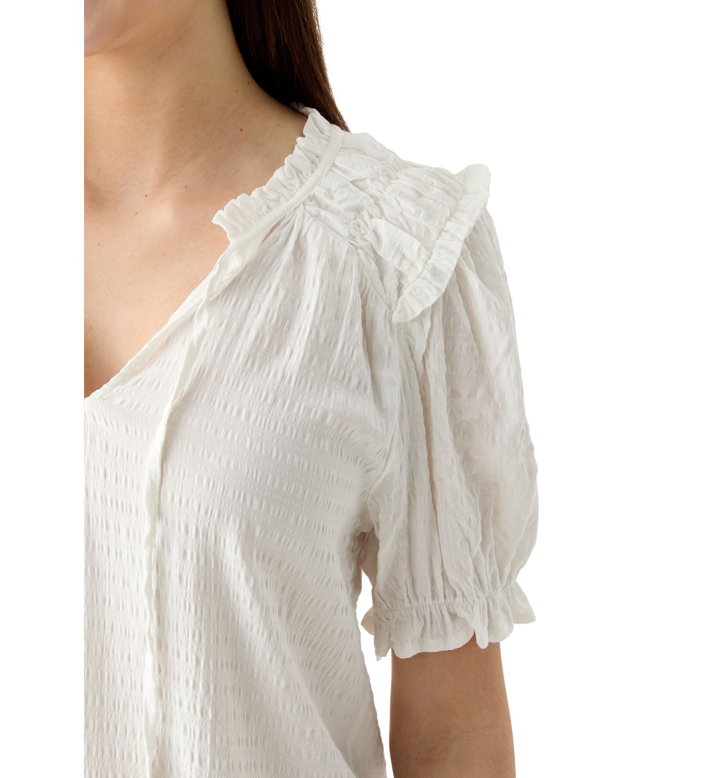 Womens Smocked Puff Sleeve Top
