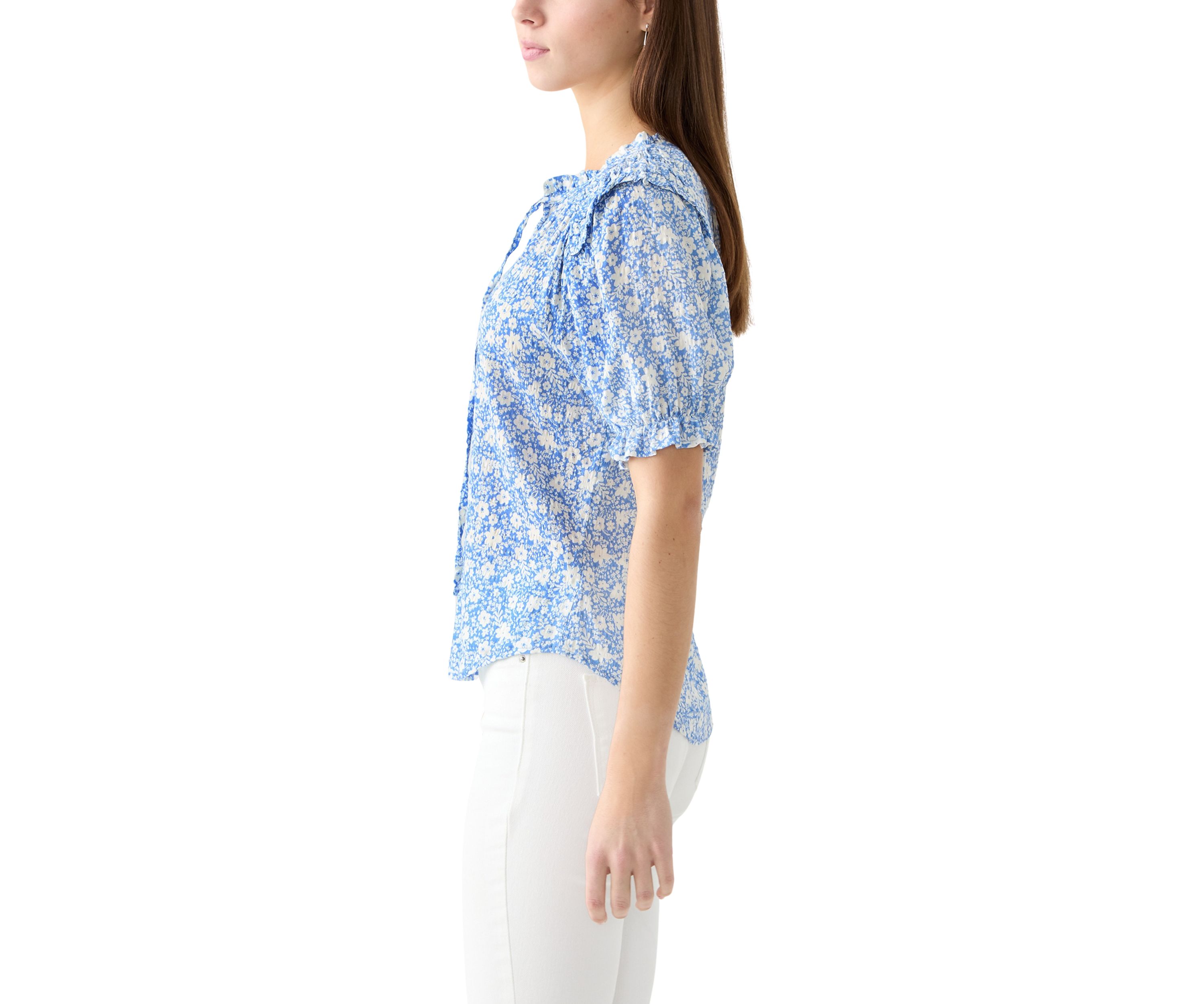 Womens Smocked Puff Sleeve Top