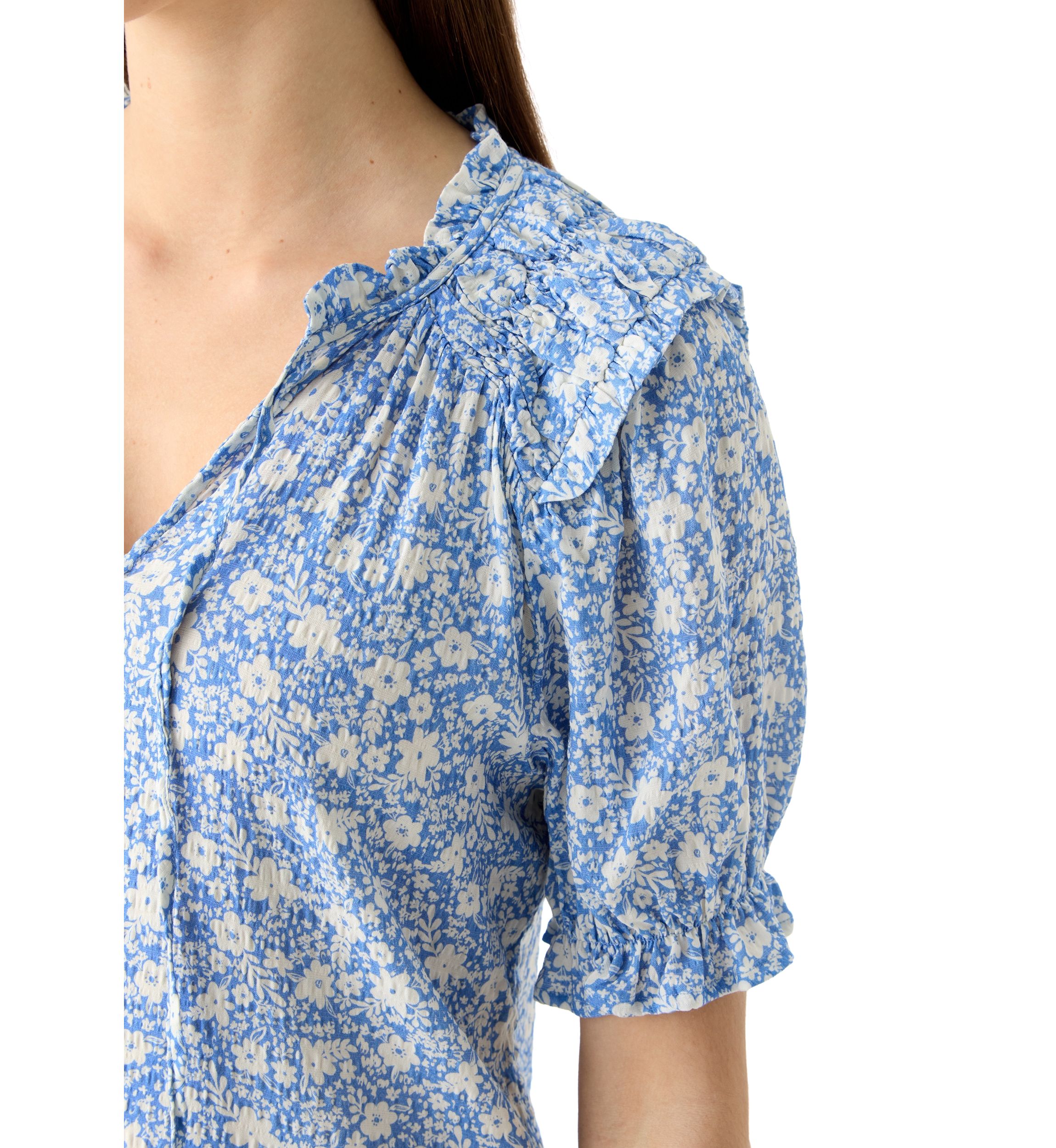 Womens Smocked Puff Sleeve Top