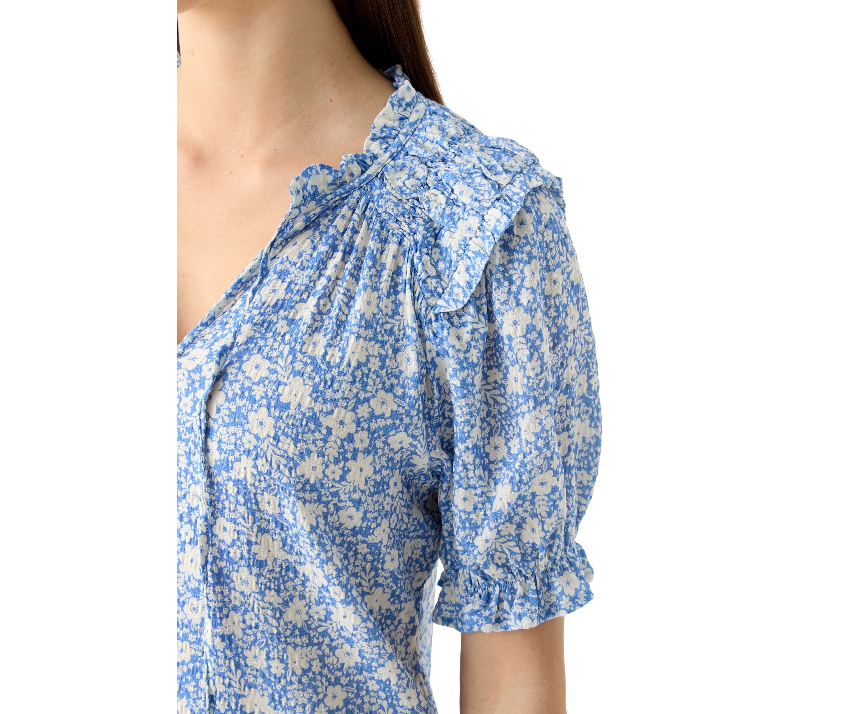 Womens Smocked Puff Sleeve Top