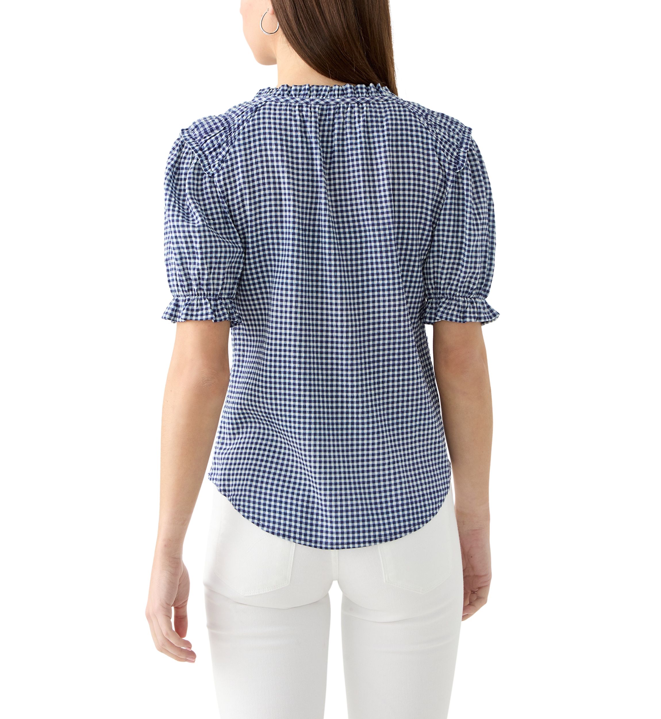 Womens Smocked Puff Sleeve Top
