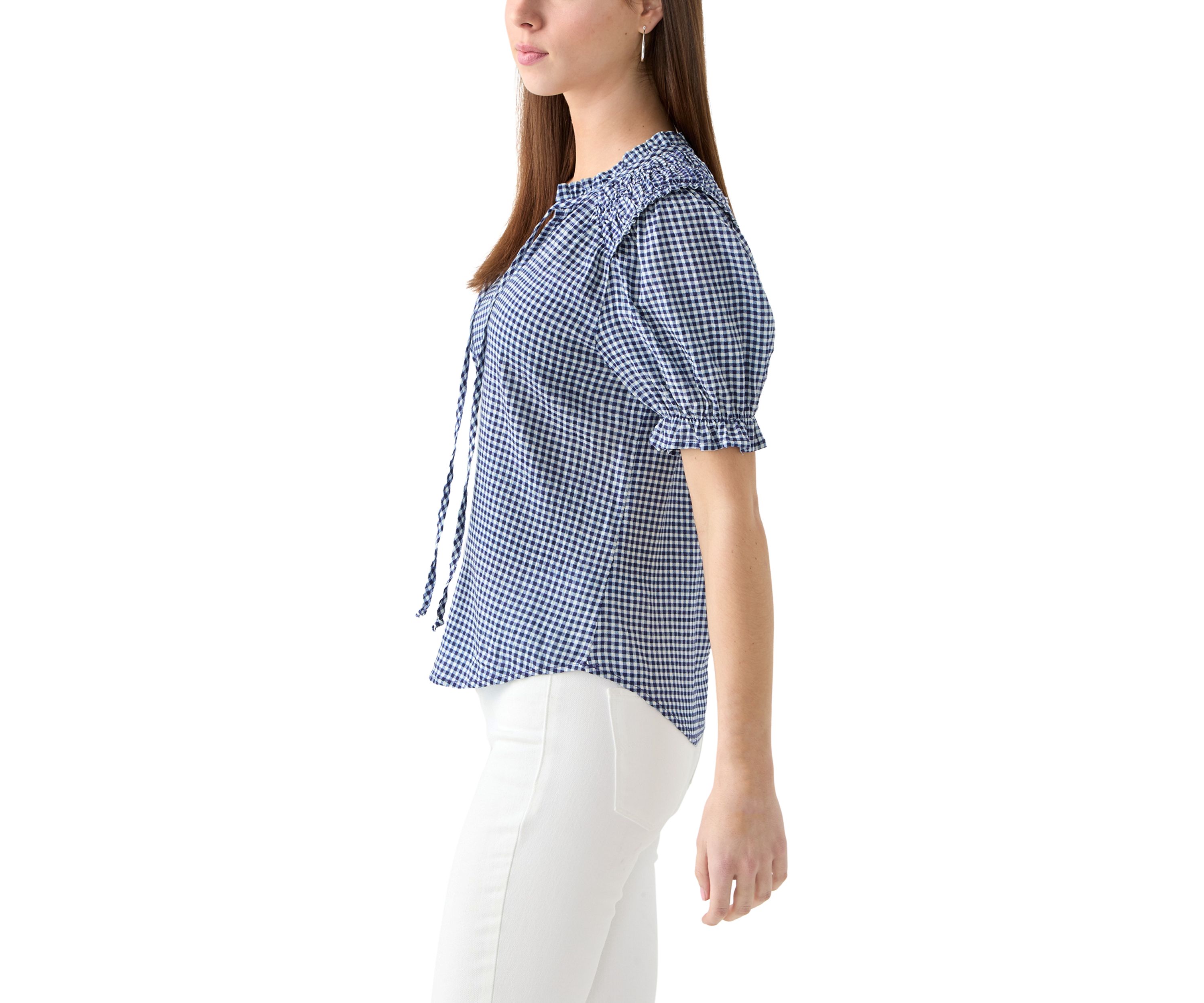 Womens Smocked Puff Sleeve Top