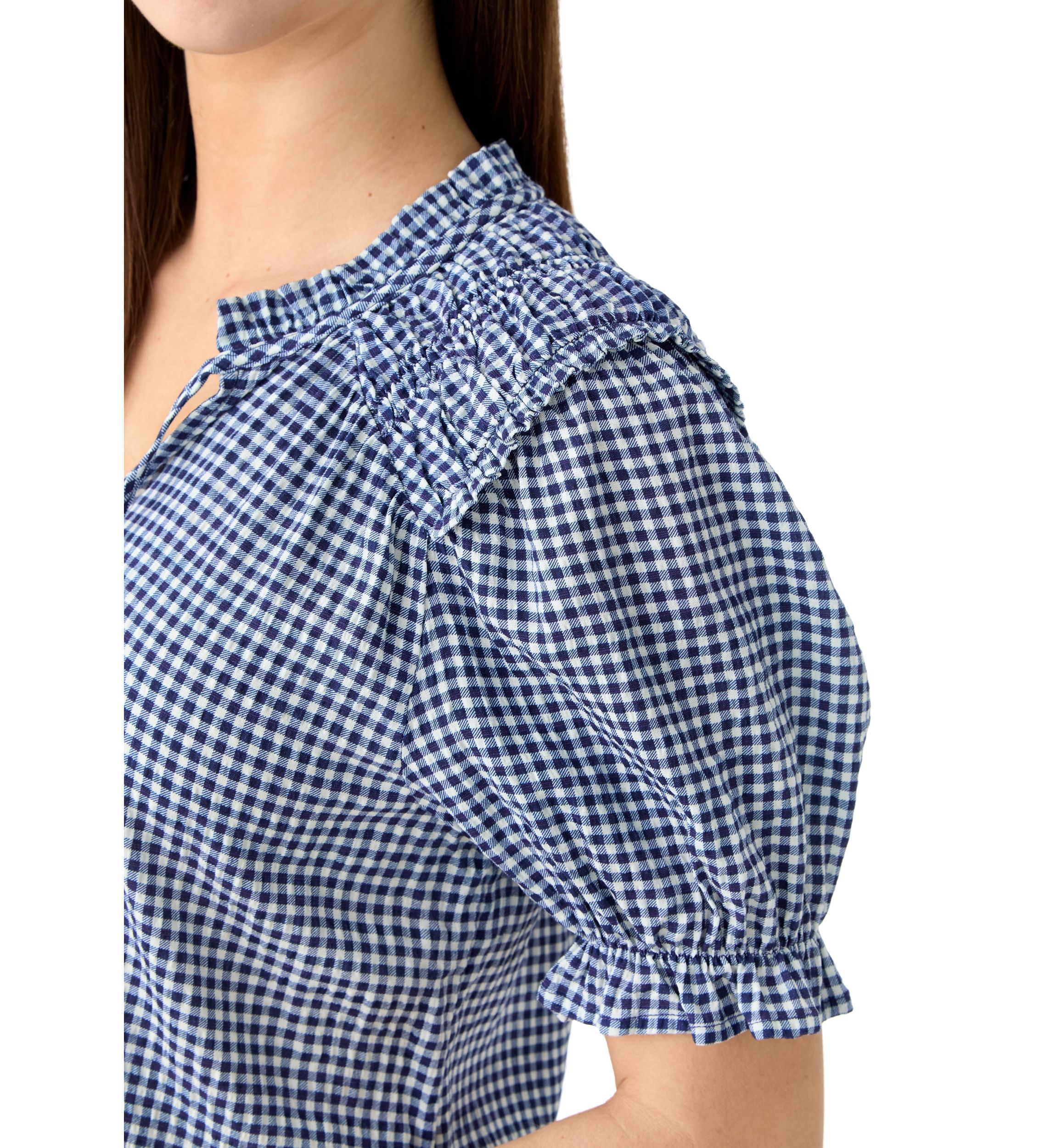 Womens Smocked Puff Sleeve Top