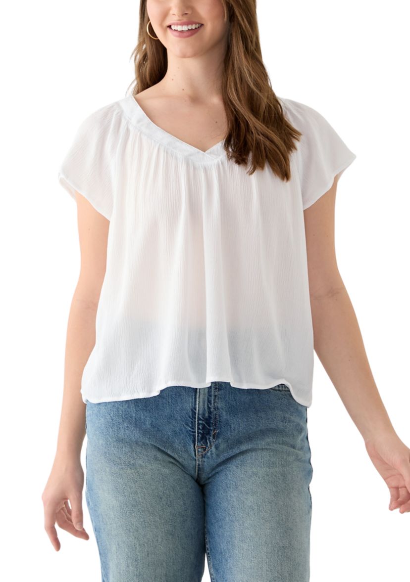 Womens Flutter Sleeve Blouse