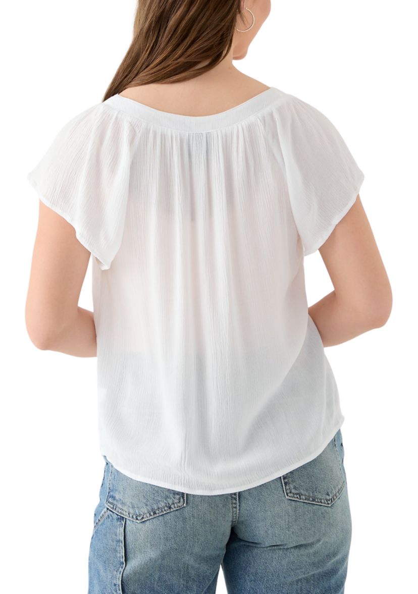 Womens Flutter Sleeve Blouse