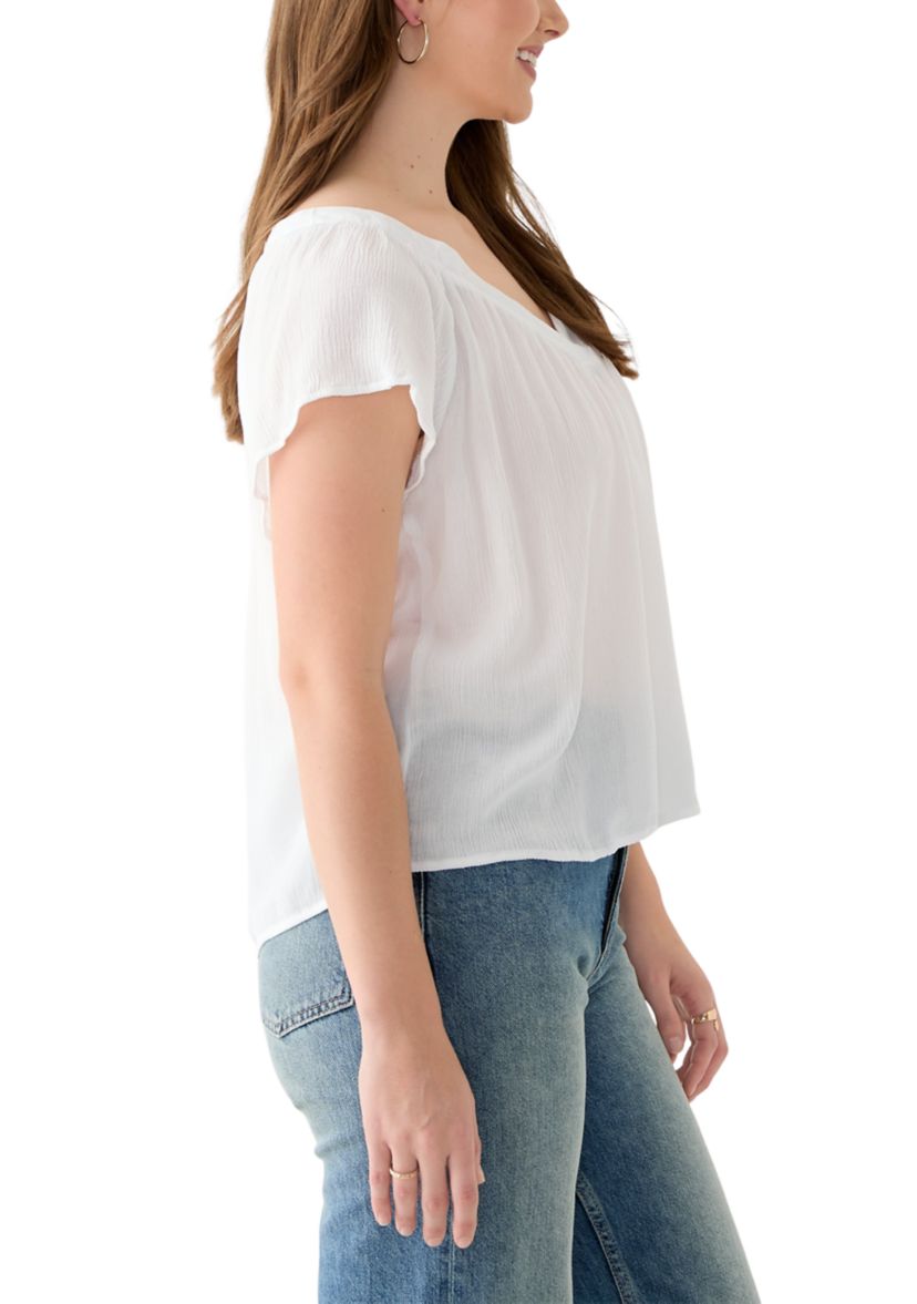 Womens Flutter Sleeve Blouse