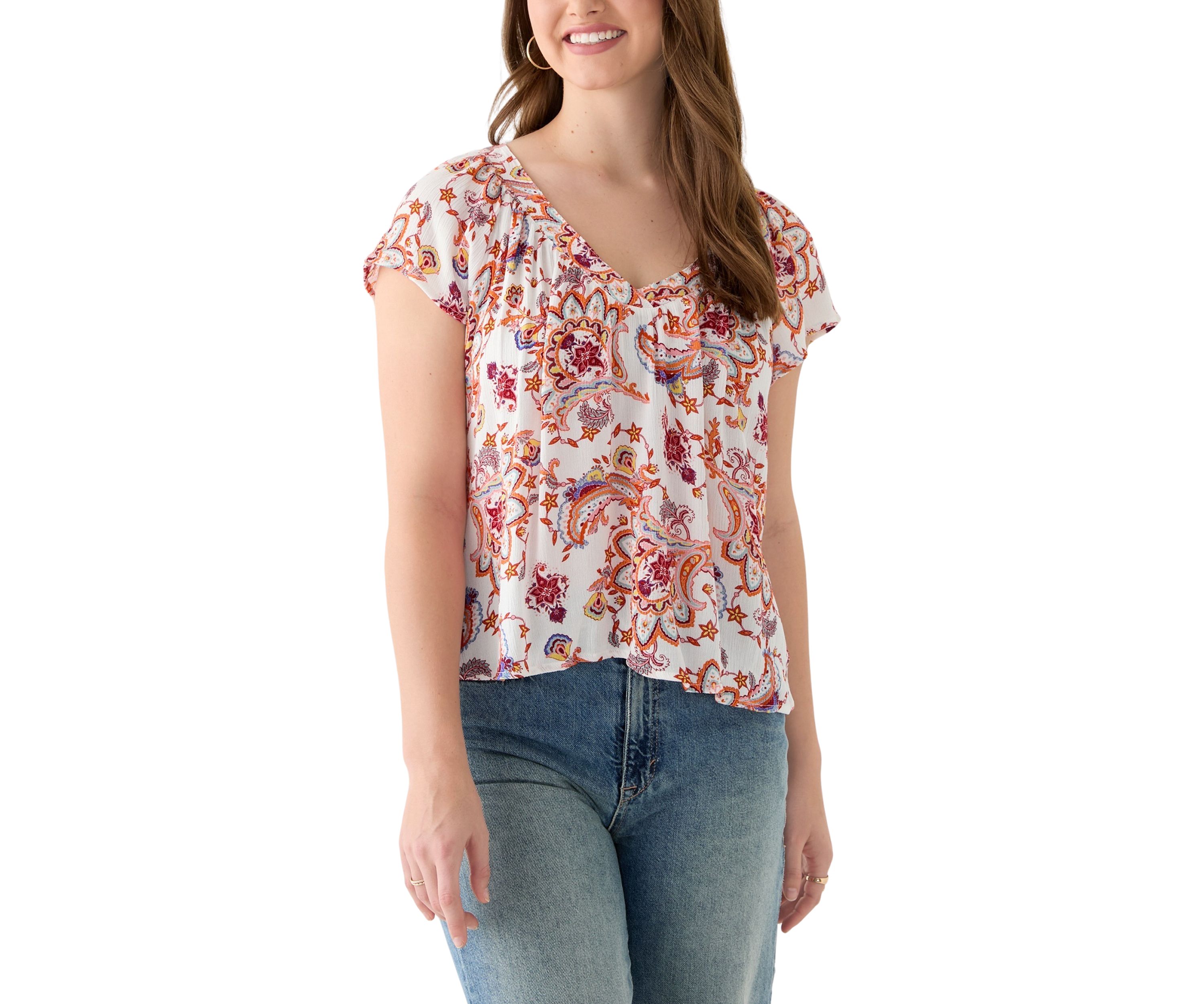 Womens Flutter Sleeve Blouse