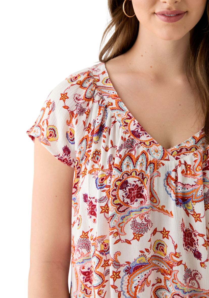 Womens Flutter Sleeve Blouse