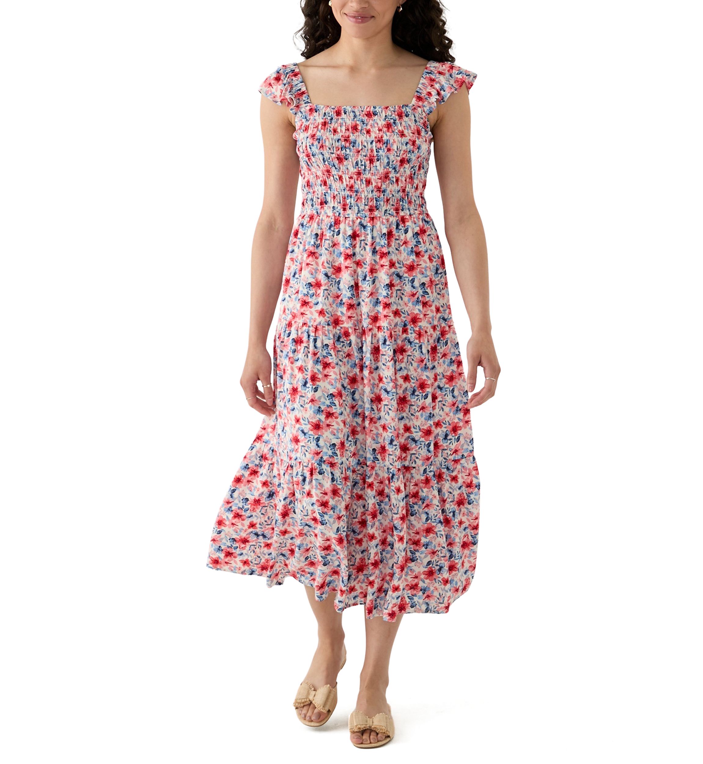 Womens Tiered Dress with Smocking