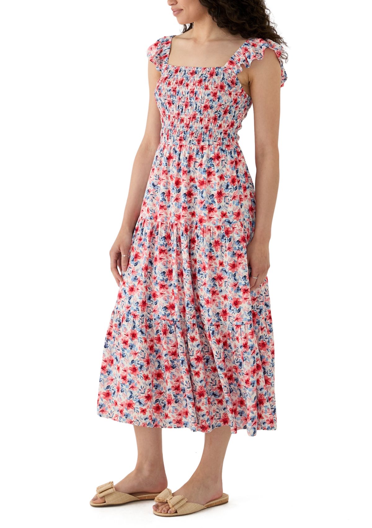 Womens Tiered Dress with Smocking