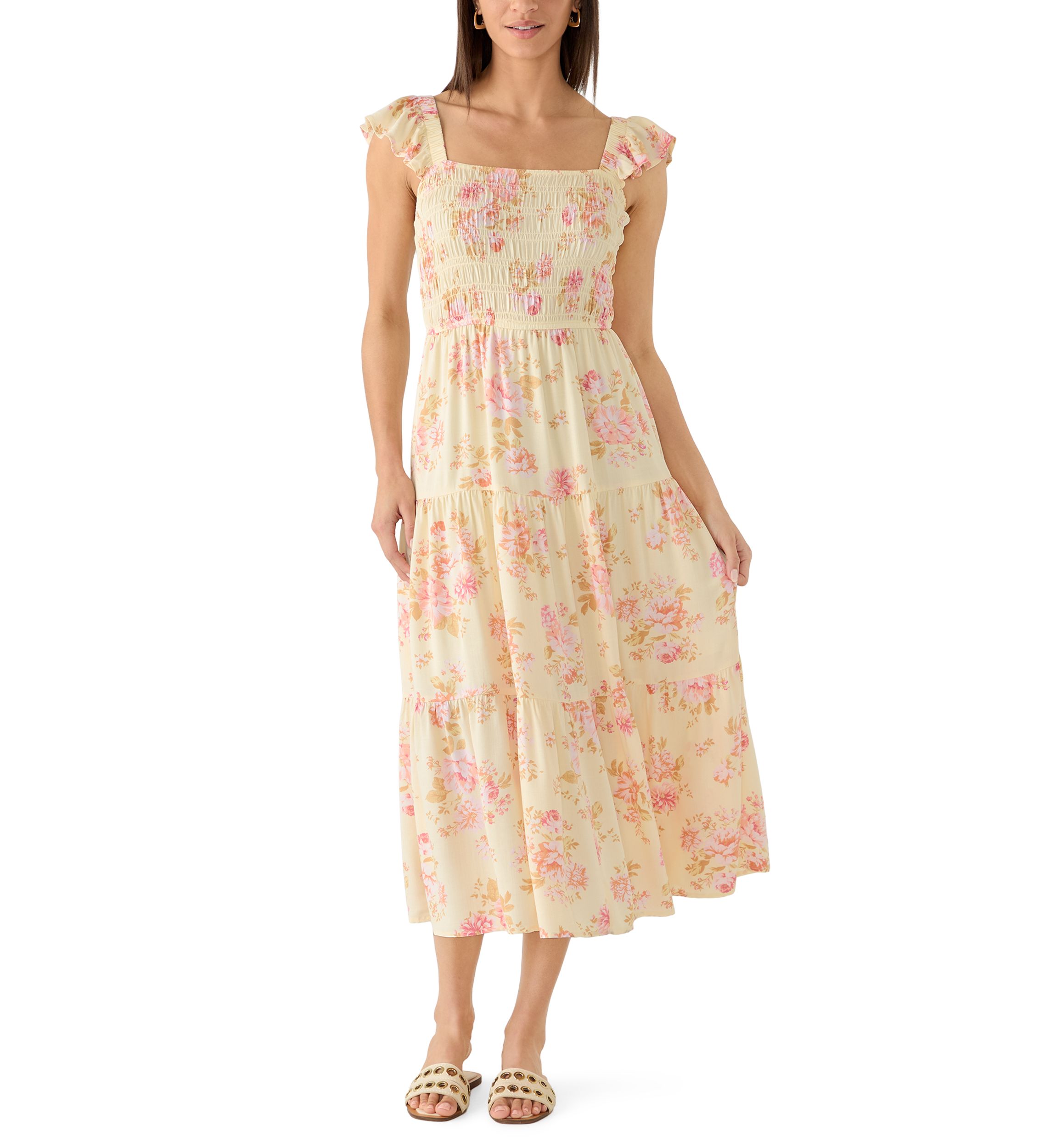 yellow dress dress Yellow Dress with Draped Neckline