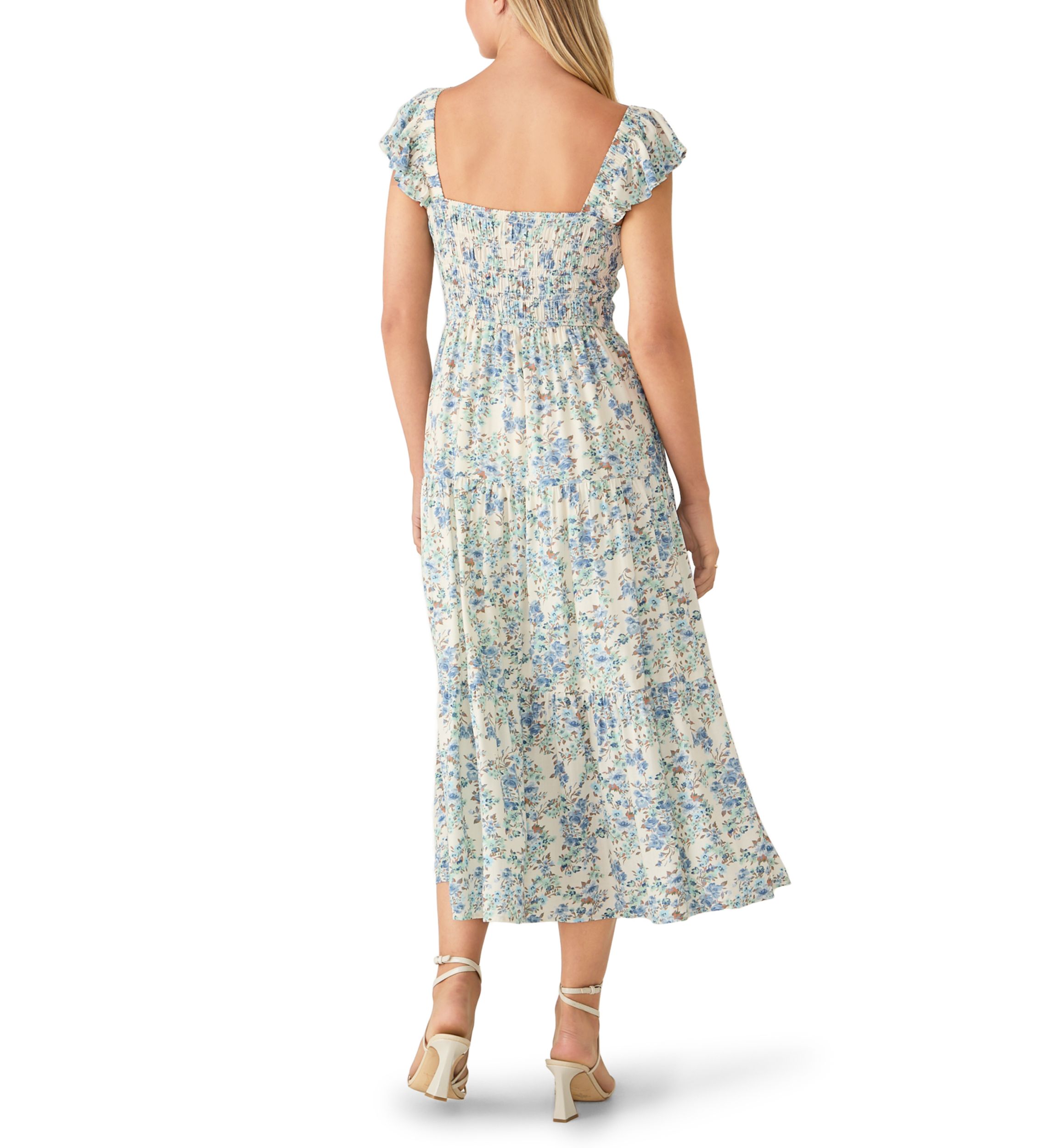 fall dresses belk Oak & Trellis Women's Long Sleeve Smocked Midi Dress